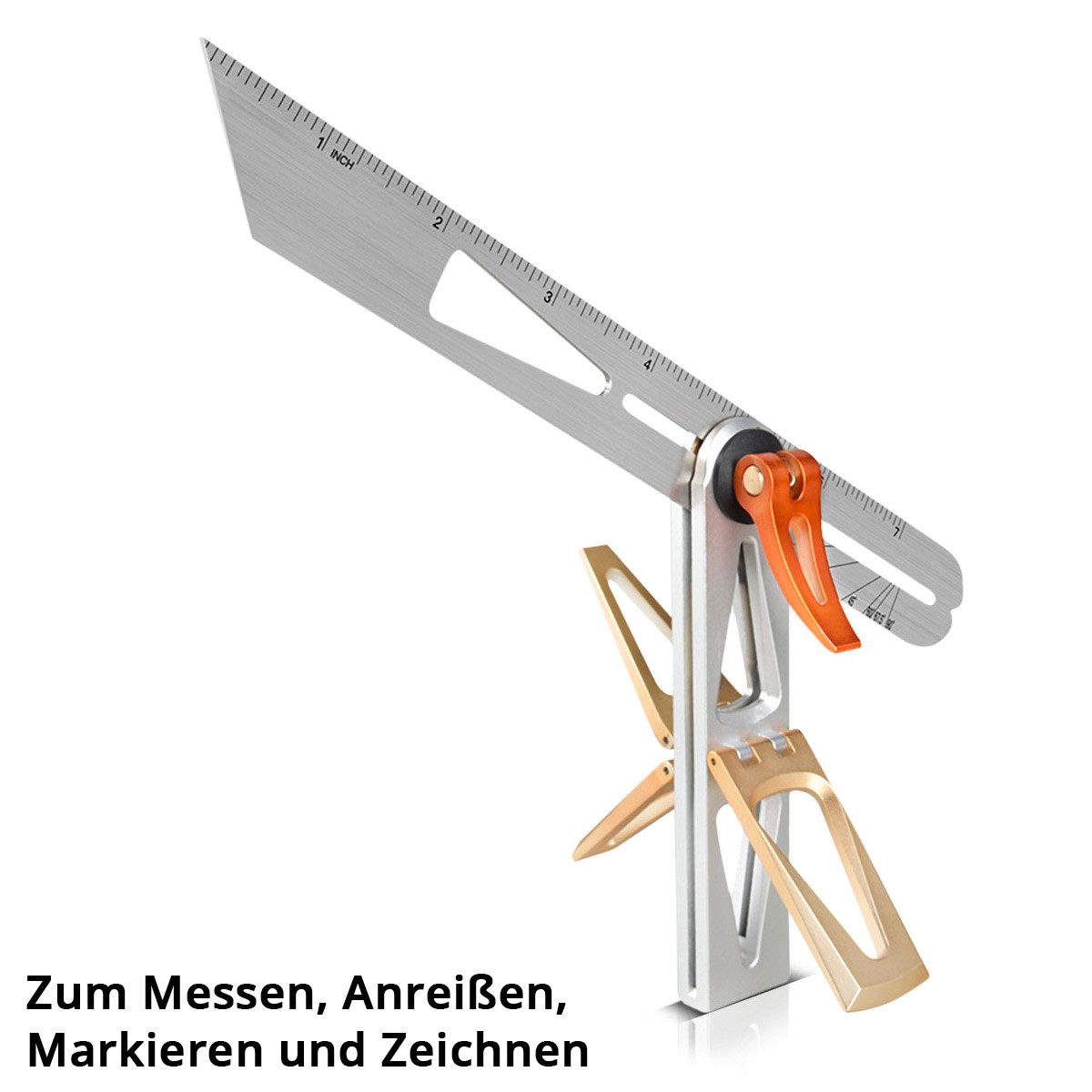 STAHLWERK Winkelmesser Schmiege mit Anschlag Winkelschmiege Kombiwinkel, L:21,5 cm, (Set, Einzelartikel), besitzt integrierte Profilschablonen