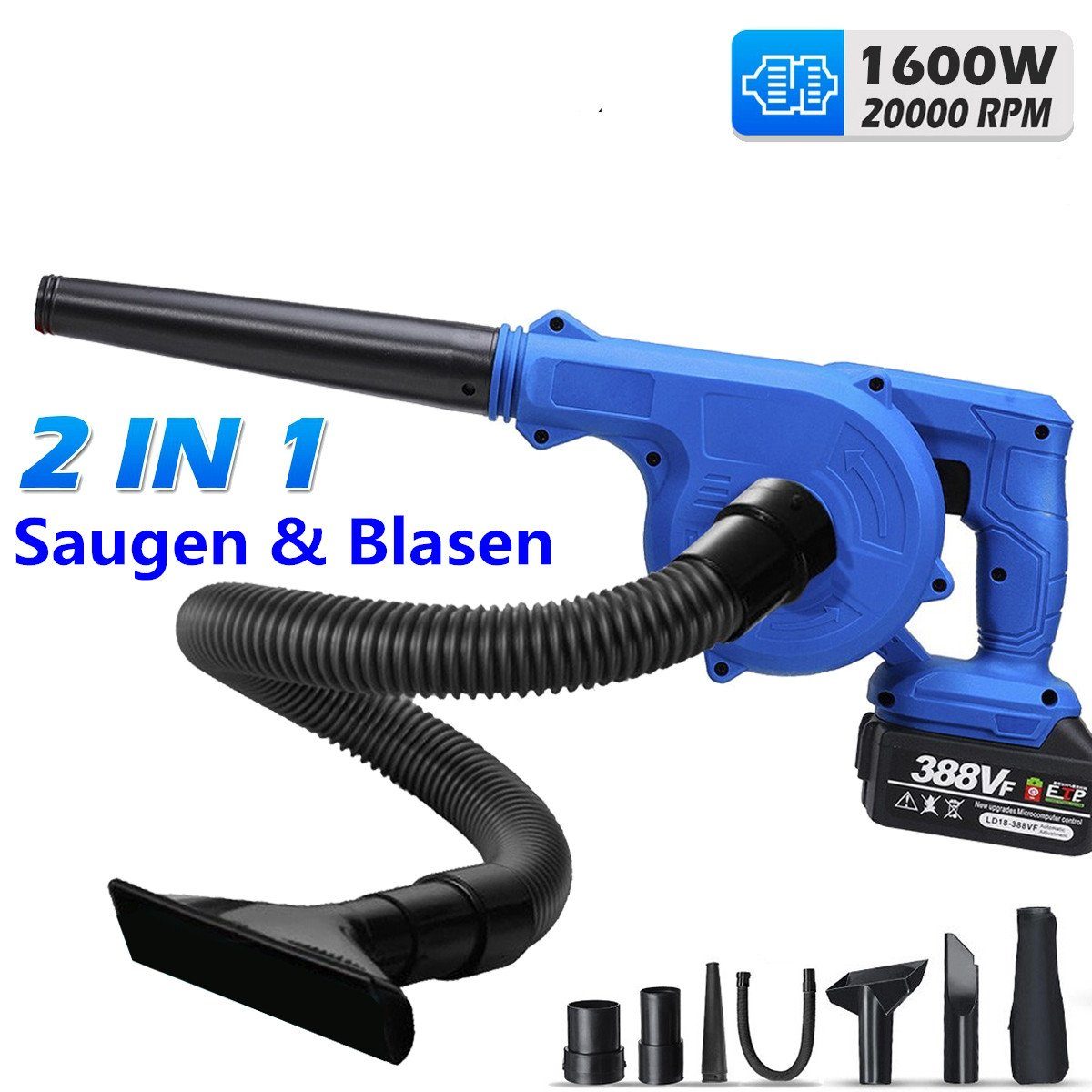 Strixorn Bürstenloser Laubbläser 18V - Stufenlose Geschwindigkeit Für Milwaukee Akkus