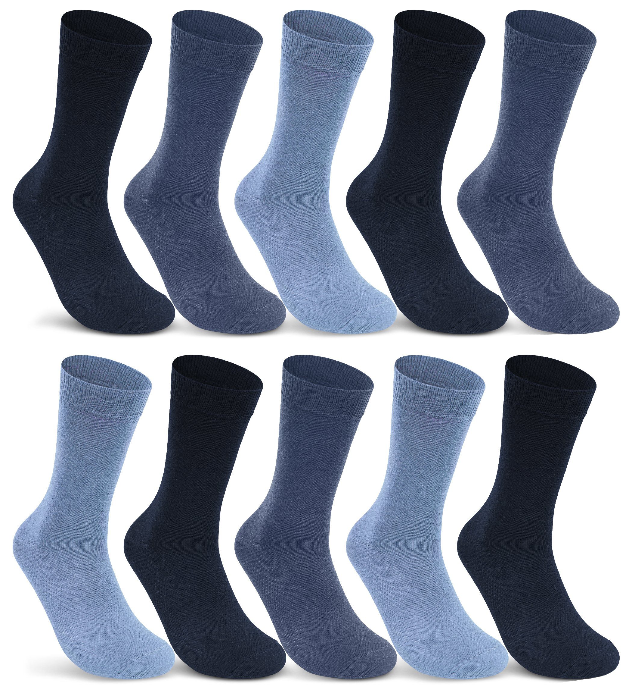 sockenkauf24 Socken 10 I 20 I 30 Paar Damen & Herren Business Socken Baumwolle (Jeans, Navy, Blau, 10-Paar, 35-38) mit Komfortbund Strümpfe - 10700