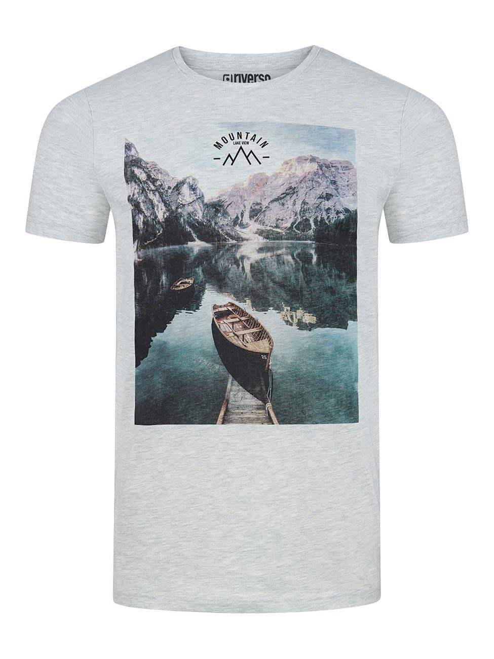 Melange 100% riverso (BJD) aus Regular Baumwolle RIVLukas Herren T-Shirt Fotoprintshirt Rundhalsausschnitt Tee Shirt Kurzarm Grey (1-tlg) mit Light Fit