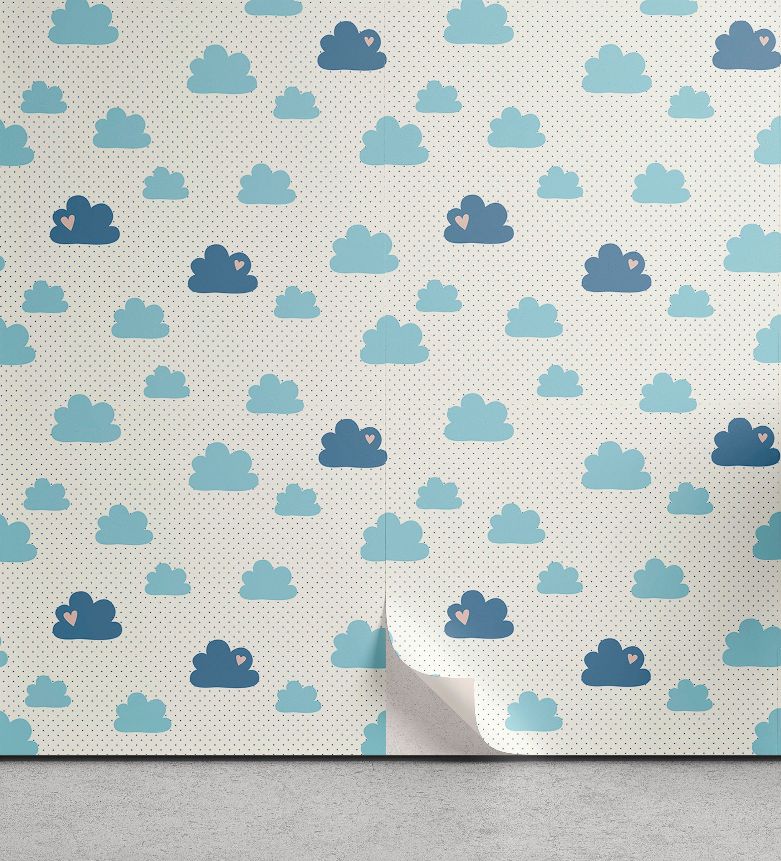 Wolken Abakuhaus selbstklebendes Nursery Vinyltapete Küchenakzent, Herz-Tupfen Wohnzimmer