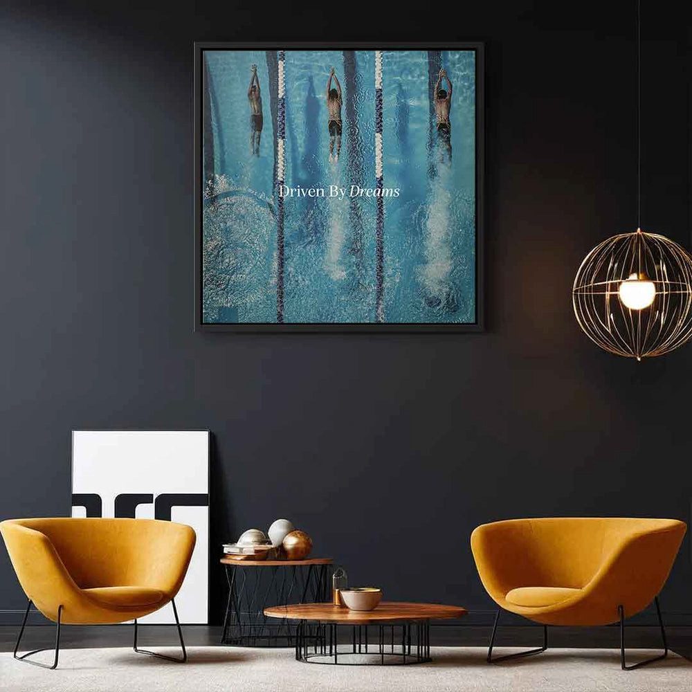DOTCOMCANVAS® Leinwandbild Driven by dreams #Swiming - Quadrat Edition, Leinwandbild Swiming Motivation Kunstdruck Wandbild