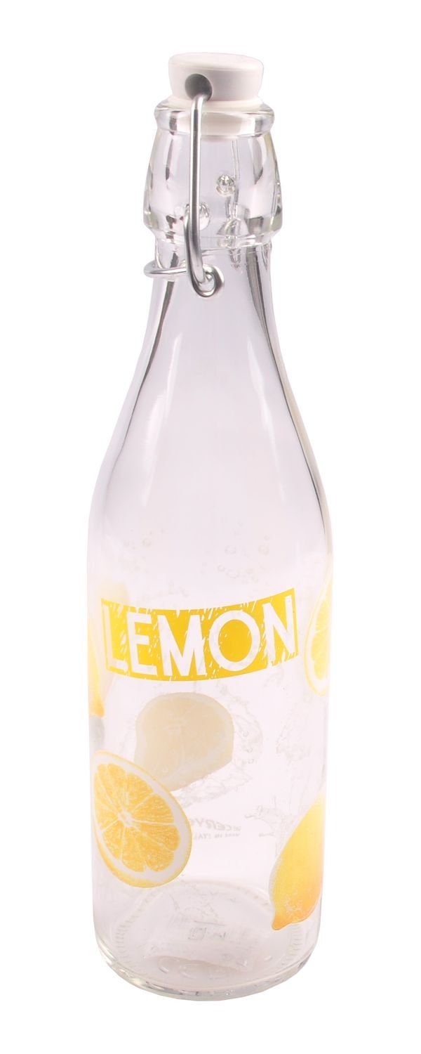 BURI Trinkflasche Drahtbügelflasche Zitrone 0,5L Bügelverschluss Saftflasche Trinkflasch