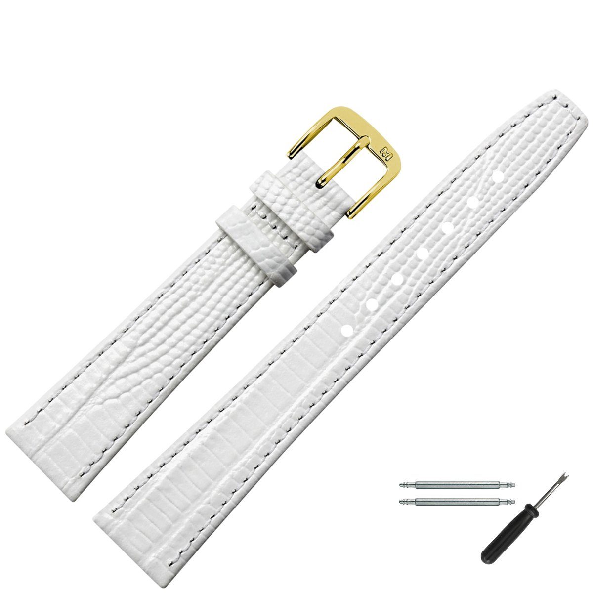 MARBURGER Uhrenarmband 14mm Leder Eidechse (Iguana) Prägung