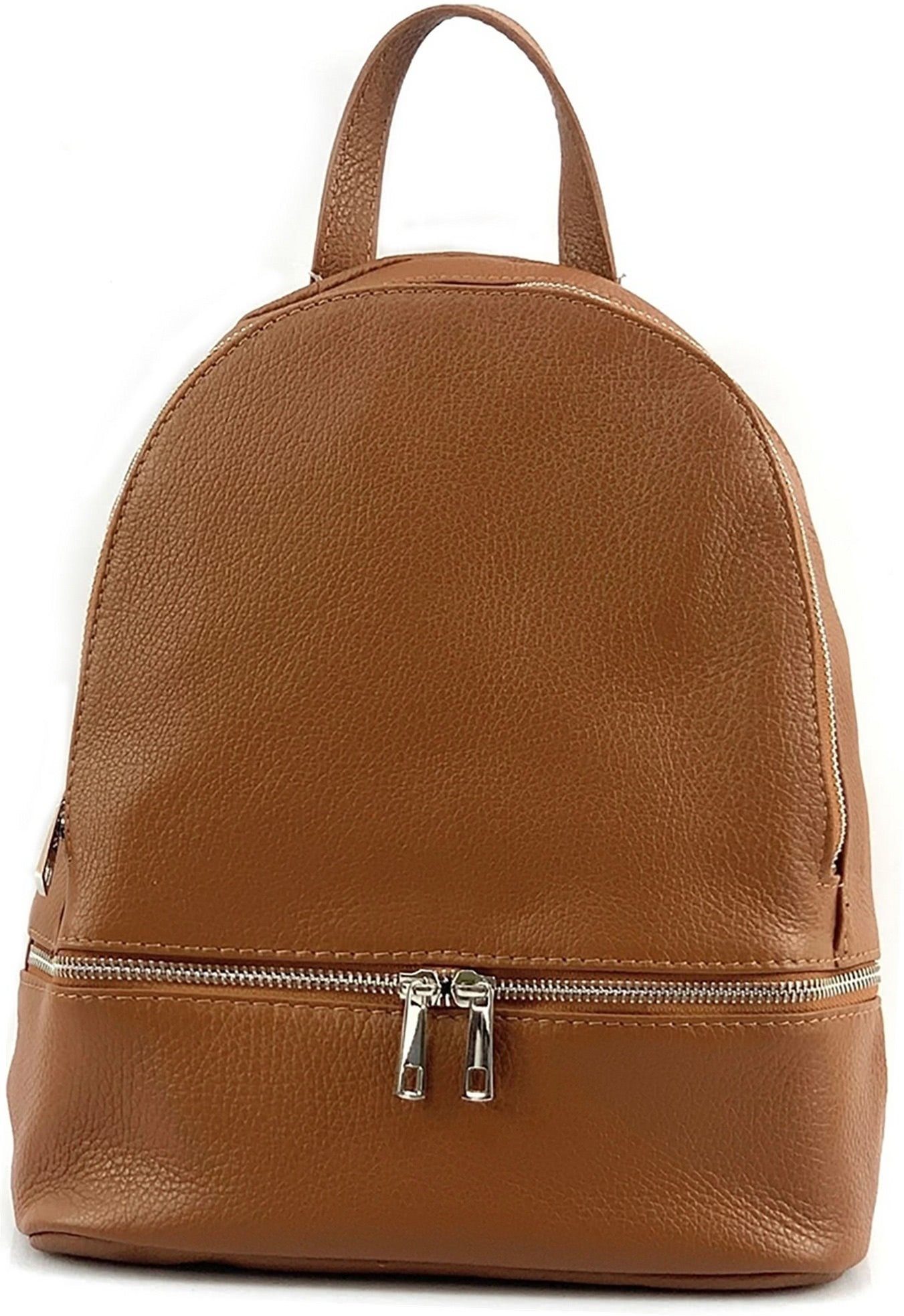 FLORENCE Cityrucksack Florence Damen Rucksack Echtleder (Cityrucksack), Damen Tasche Echtleder tan, hellbraun, Made-In Italy