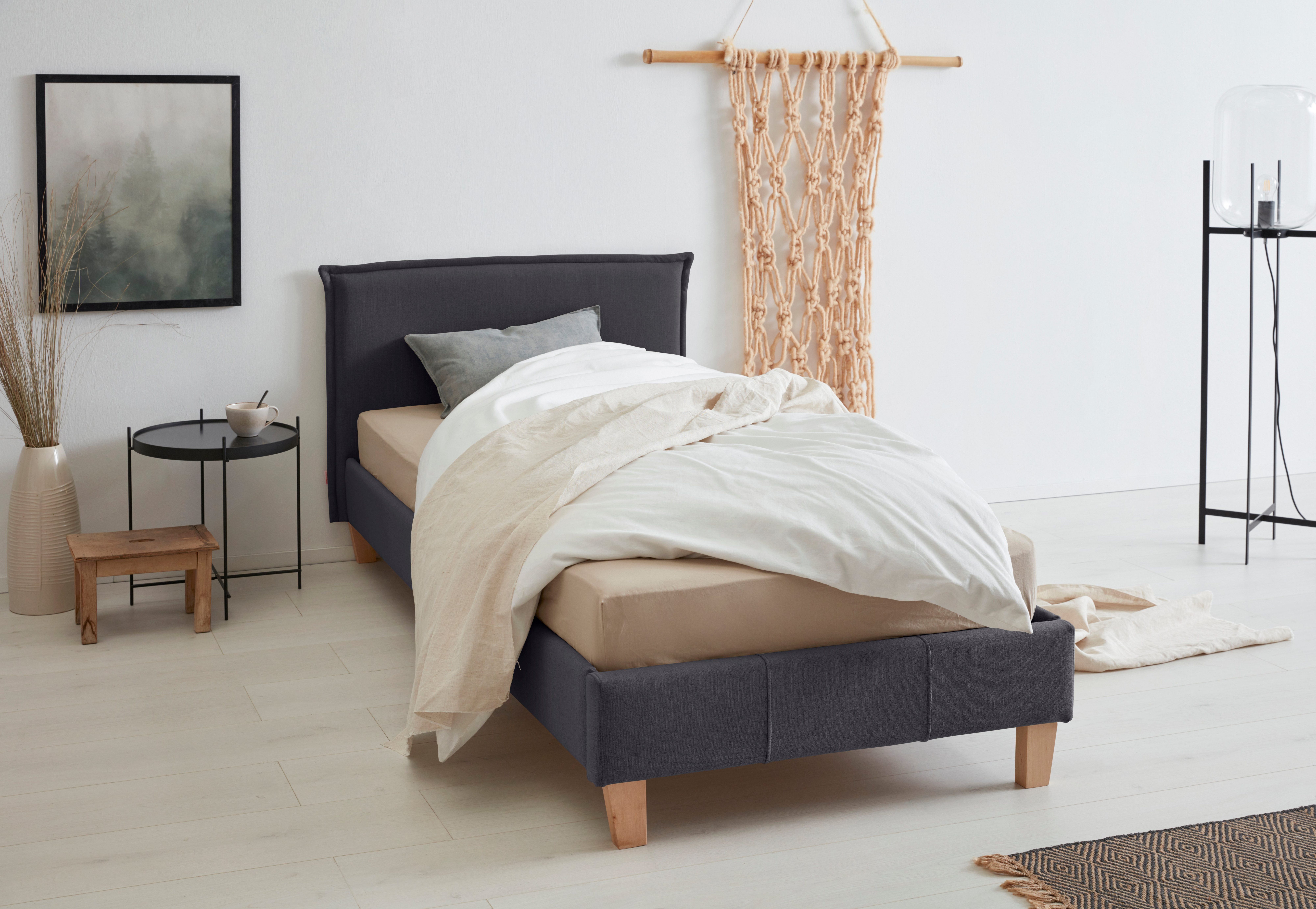 OTTO products Polsterbett Heddi, in 5 Breiten: von 90cm-200cm, Biese am Kopfteil, Strukturstoff