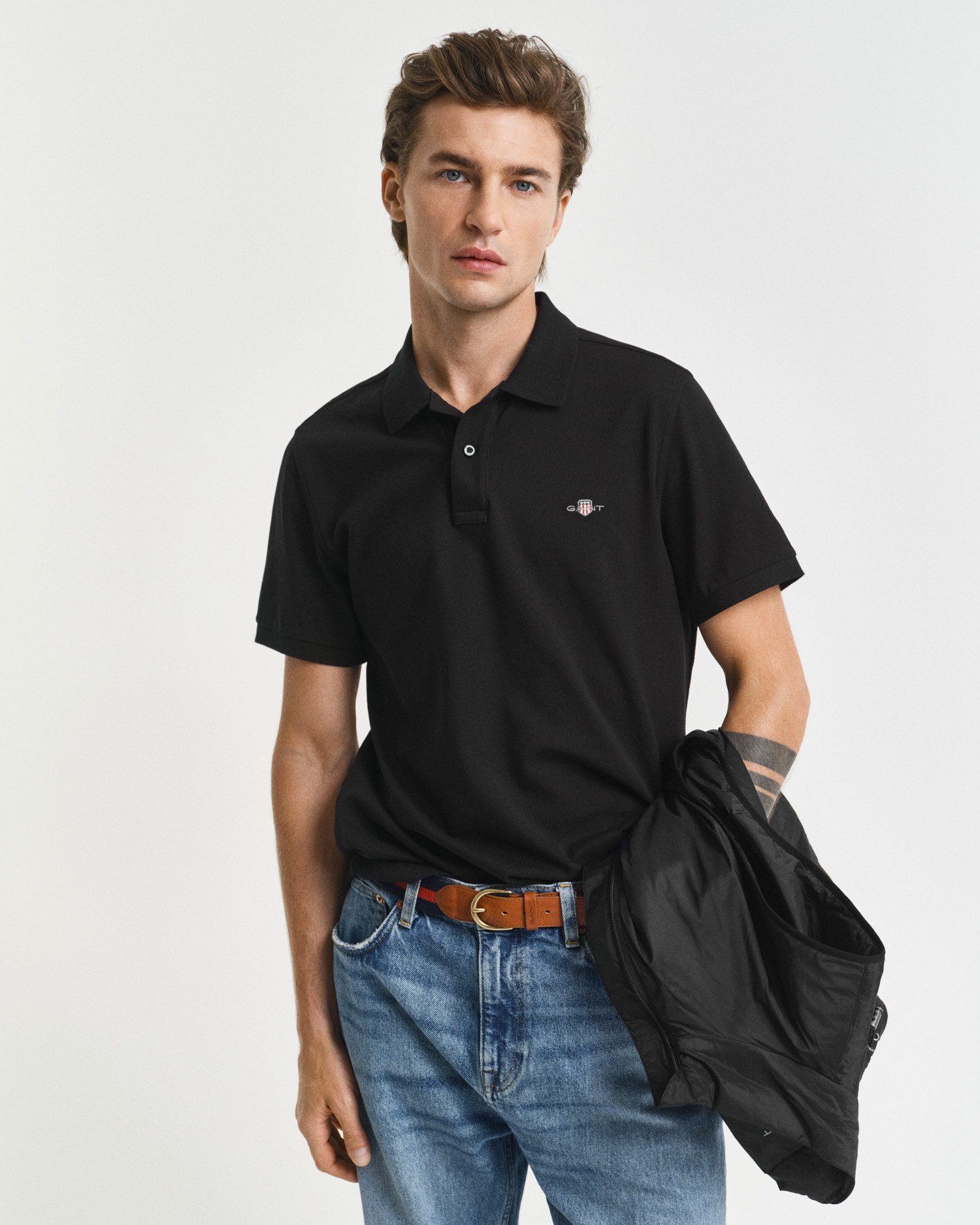 Gant Poloshirt REG SHIELD SS PIQUE POLO mit Logo und Flachstrickkragen 100% günstig online kaufen