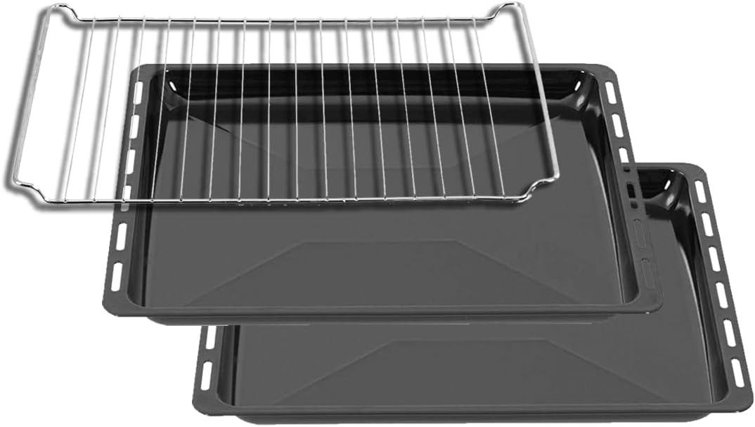 ICQN Backblech 45.5 x 37.5 x cm Backbleche & -Gitter Set, Emaille, (Doppelt Set mit Gitter, 3-St., mit Backofenrost), Kratzfest & Rostfrei