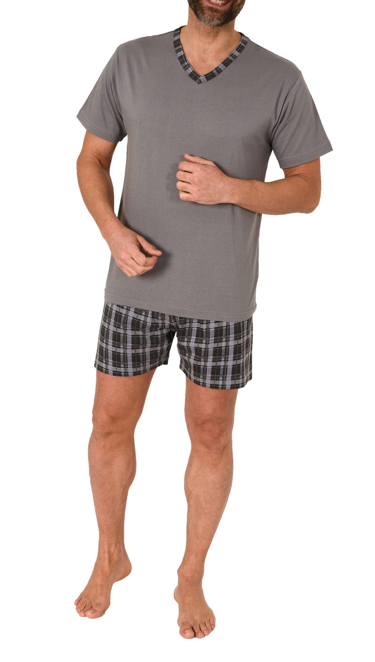 Normann Pyjama Normann Herren kurzarm Schlafanzug Shorty Pyjama Hose in Kar günstig online kaufen