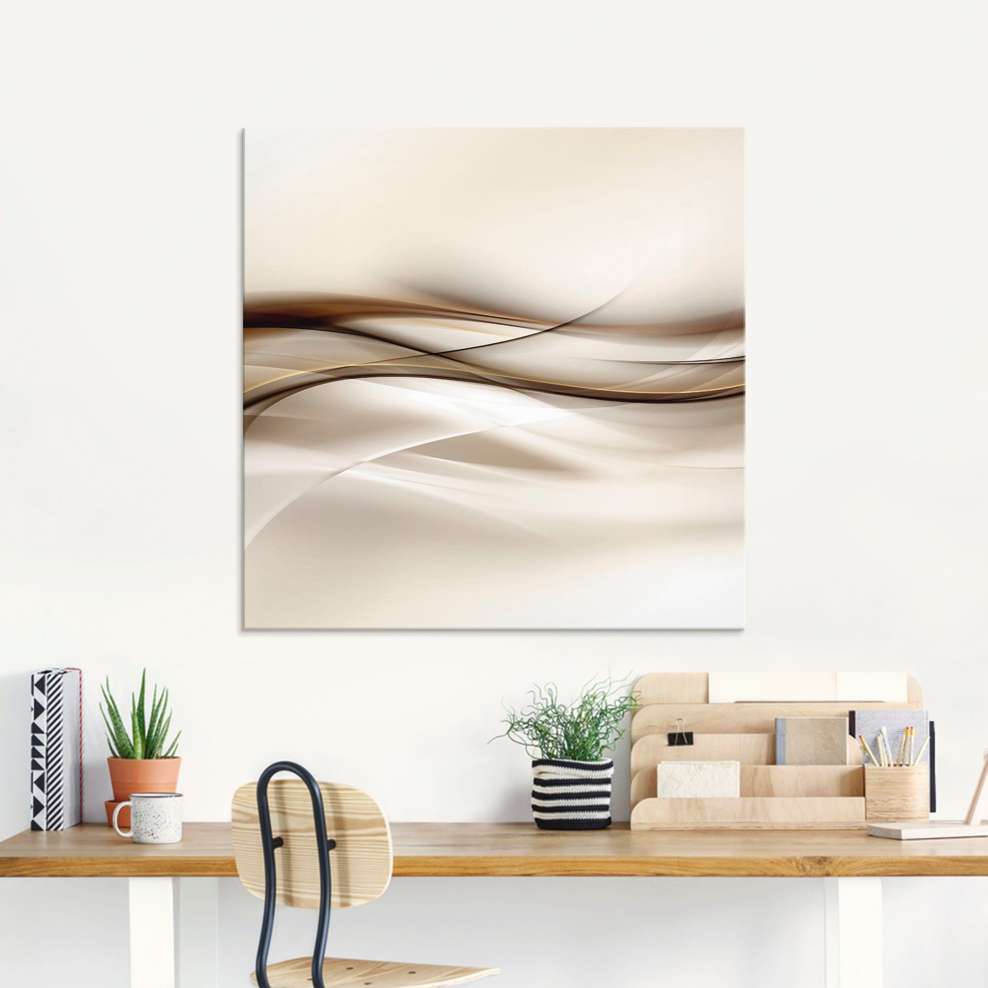 Artland Glasbild Braune abstrakte Welle, Muster günstig online kaufen