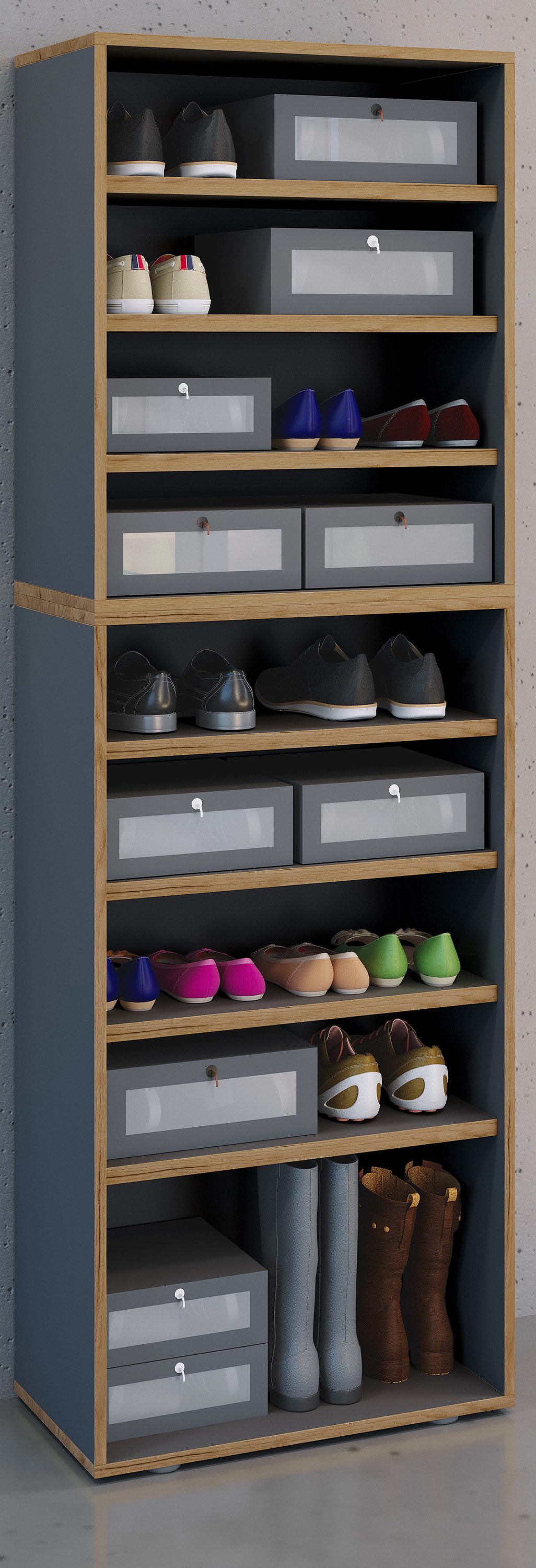 VCM Schuhregal Schuhschrank Salia H. 183 x B. 60 x T. 33 cm
