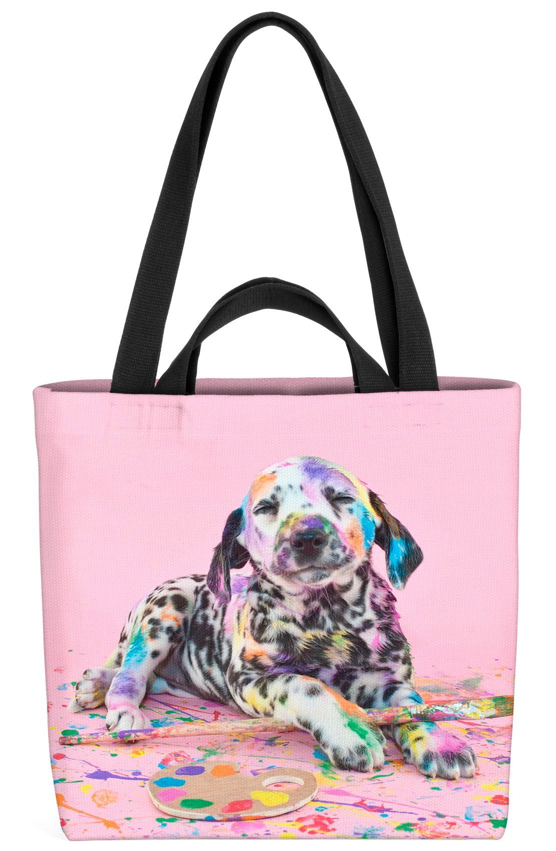 VOID Henkeltasche (1-tlg), Dalmatiner Welpe Farbe Hund Haustier Tier Grafik Rasse Bulldogge Dog