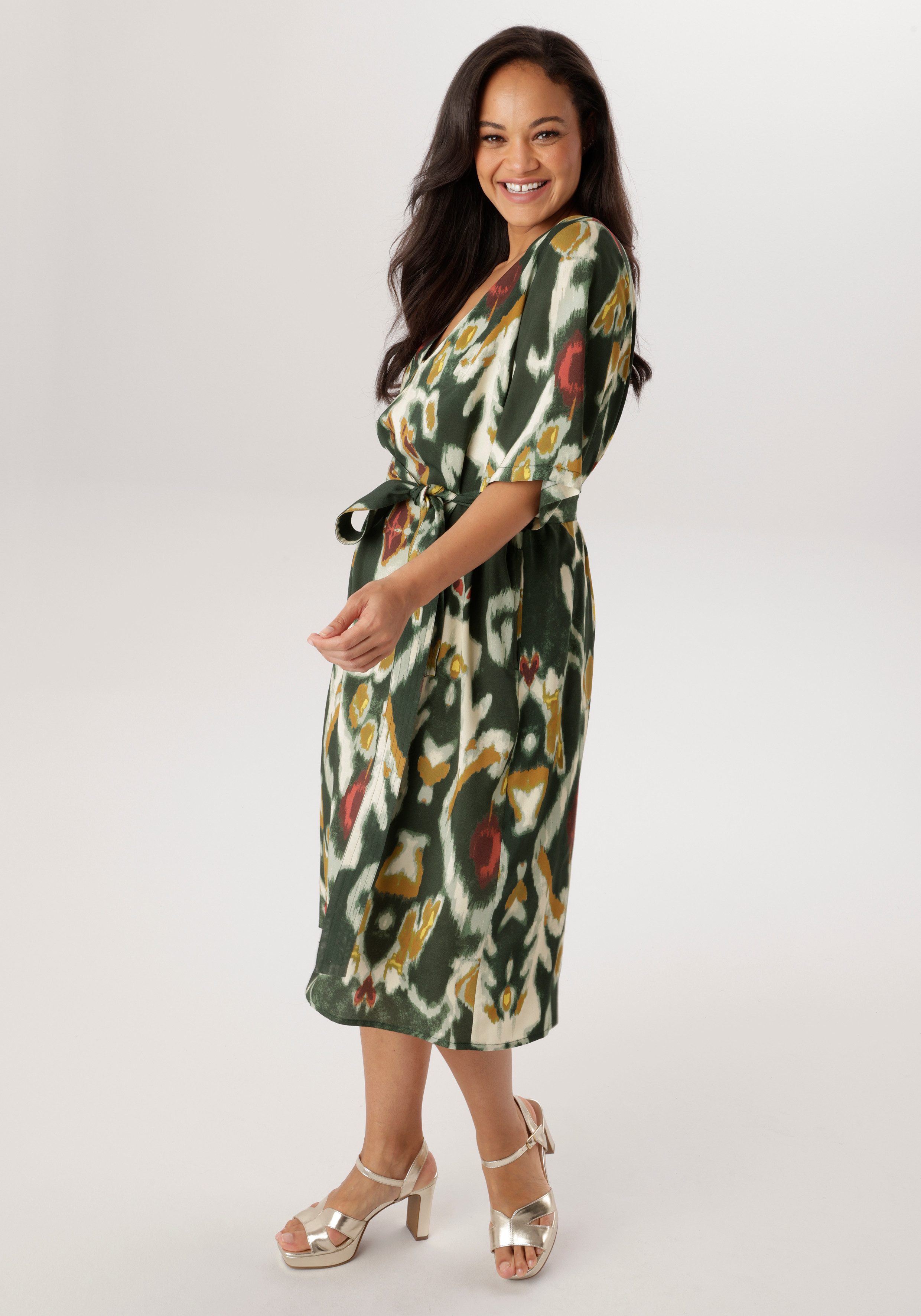 Aniston PLUS Blusenkleid mit dekorativer V-Ausschnitt - NEUE KOLLEKTION
