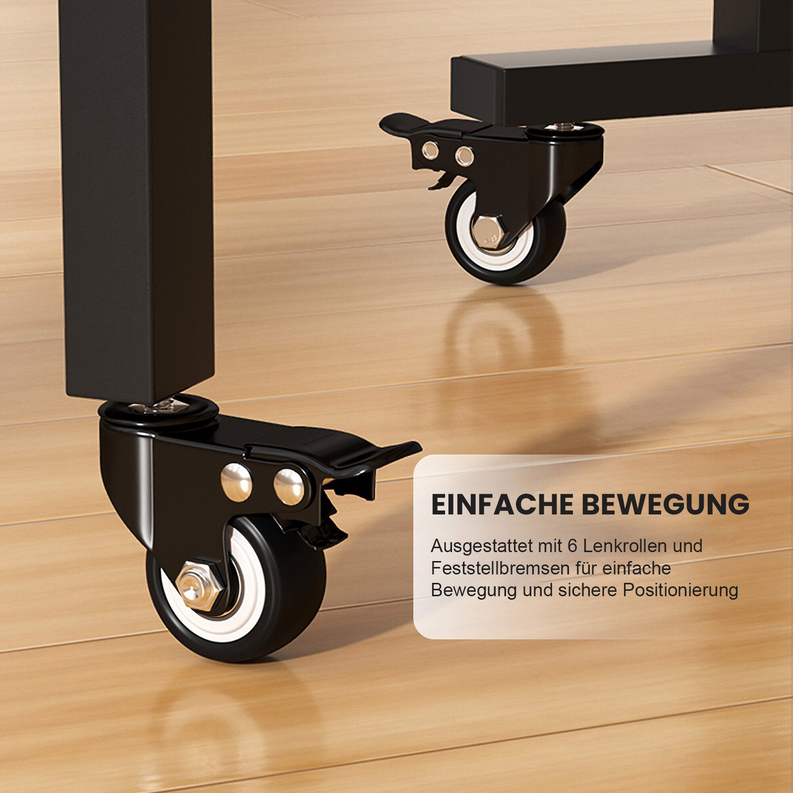 BBWL Klapptisch ausziehbar & faltbar,120x80 cm, Tragkraft 60 kg (Stabiles MDF-Tischblatt & Metallgestell, Inkl. feste Füße & Rollen), Ideal für kleine Wohnungen – Bild 4 von 5