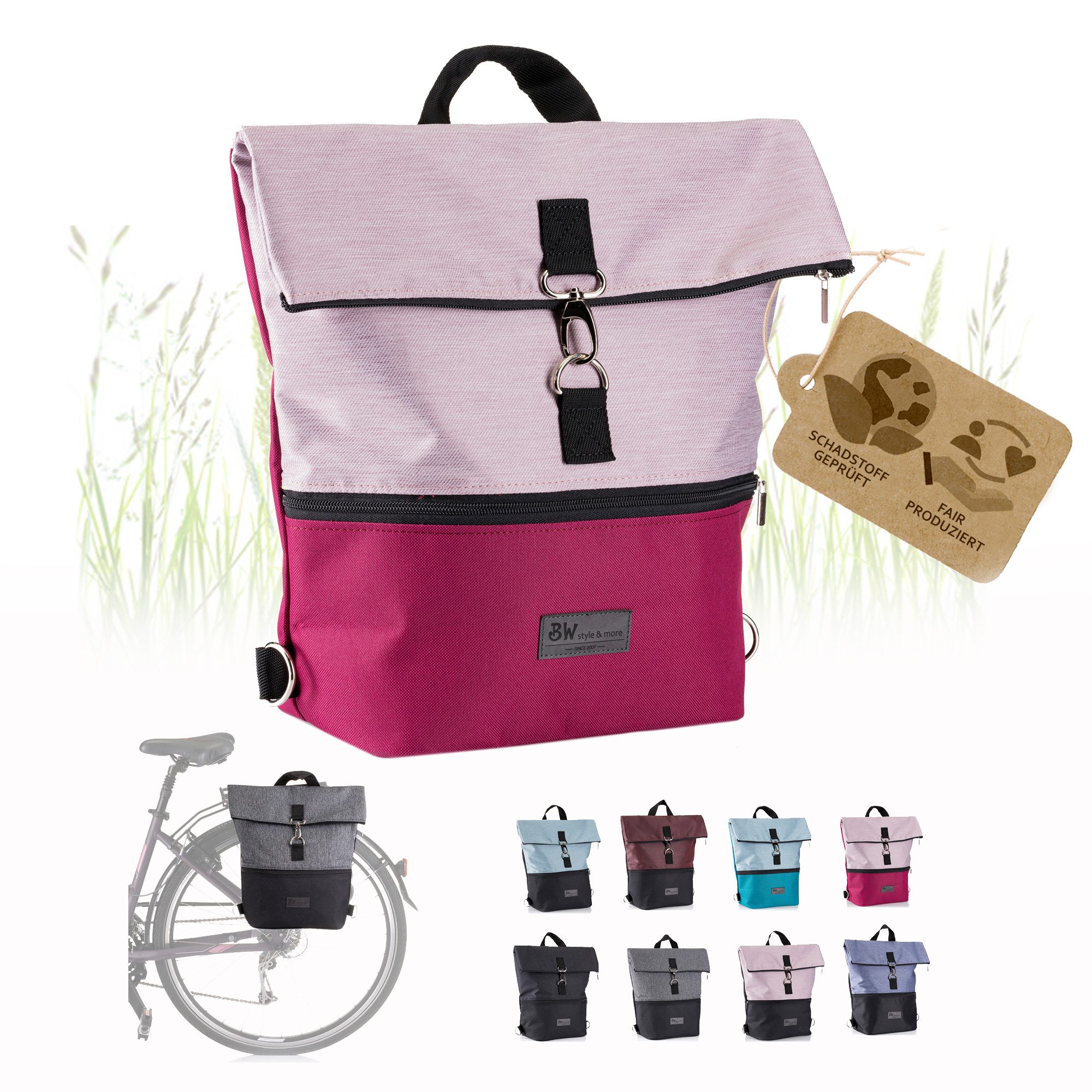 BambiniWelt by Rafael K. Fahrradtasche Fahrradtasche Gepäckträgertasche 2in1 Rucksack 20L M1, Gepäckträgertasche/Fahrradrucksack