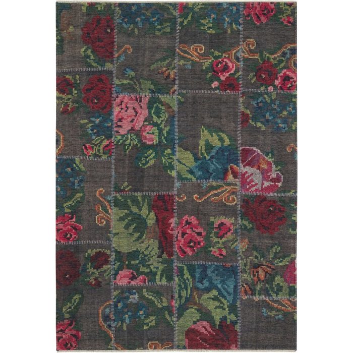Teppich Kelim Patchwork Sofia NOURISTAN rechteckig Höhe: 7 mm Design Orient Optik Floral Rosen Robust Pflegeleicht Blumen