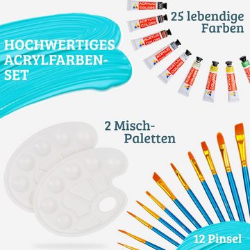 Tritart Bastelfarbe Hochpigmentiertes Acryl-Farben-Set mit Pinseln und Mischpaletten