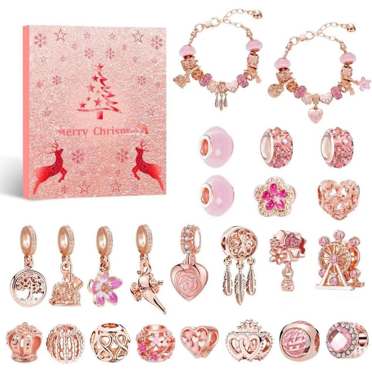 LuxusKollektion Schmuck-Adventskalender Adventskalender 2024 Mädchen Schmuck DIY Bastelset 24 Türchen Charms