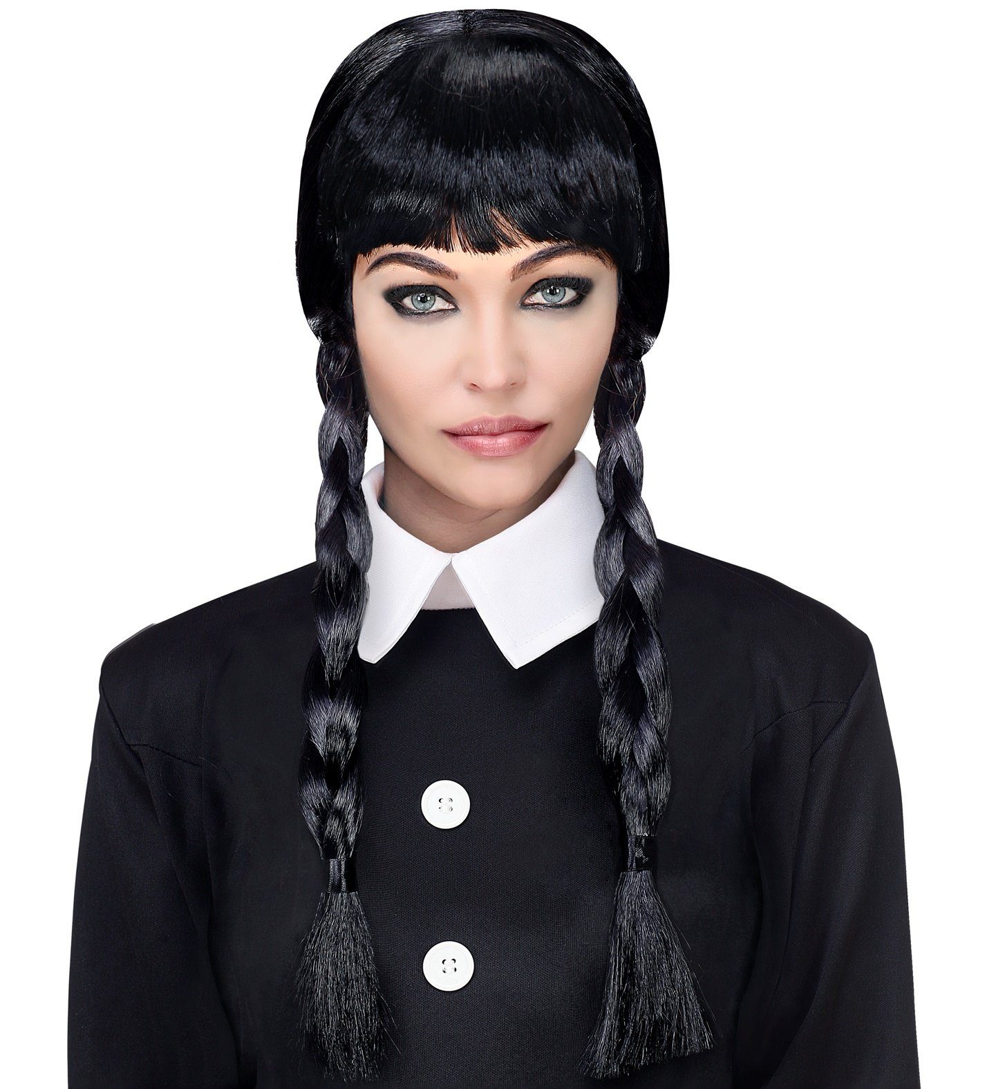 Widmann S.r.l. Kostüm-Perücke Dark Girl Damen Perücke 'Wednesday', Schwarz
