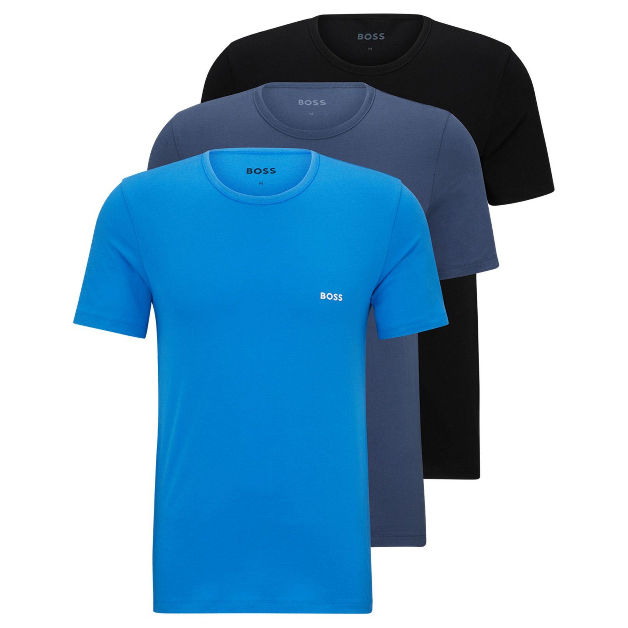 BOSS T-Shirt TShirtRN 3P Classic (3-tlg) mit dezenter Logostickerei an der  Brust, Halbarm-Shirt mit Rundhals-Ausschnitt