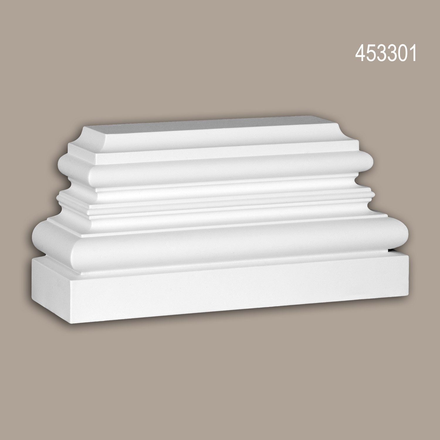 Profhome Wanddekoobjekt 453301 (Pilaster Sockel, 1 St., Fassadenelement, Pilaster, Außenstuck, Wanddekor), weiß, vorgrundiert, für Fassadendekoration, Stil: Korinthisch