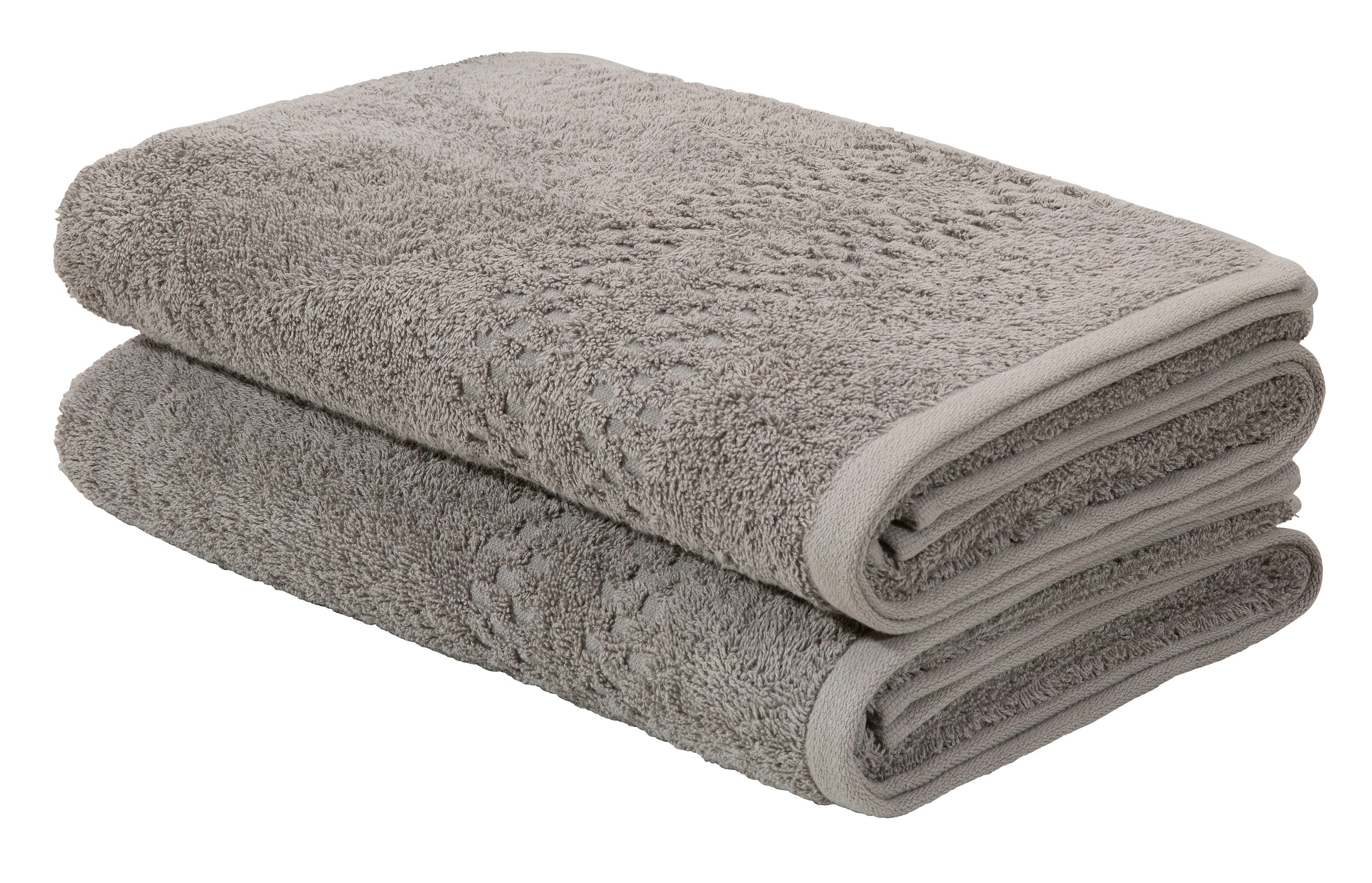 Handtücher Baumwolle Premium Duschtücher Frottier, Handtuch flauschig (Set, (70x140cm), 100% mit Home und 2-tlg), Handtuch-Set, affaire Set Bordüre, Regona, grau weich,
