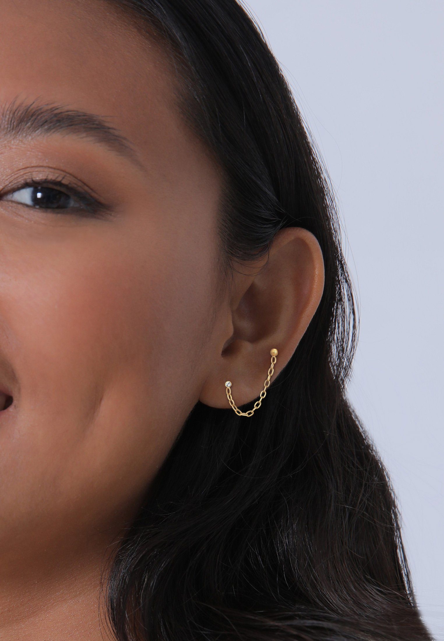 Elli Paar Ohrstecker Kette Piercing 925 Silber, mit Kristallen von Swarovski®
