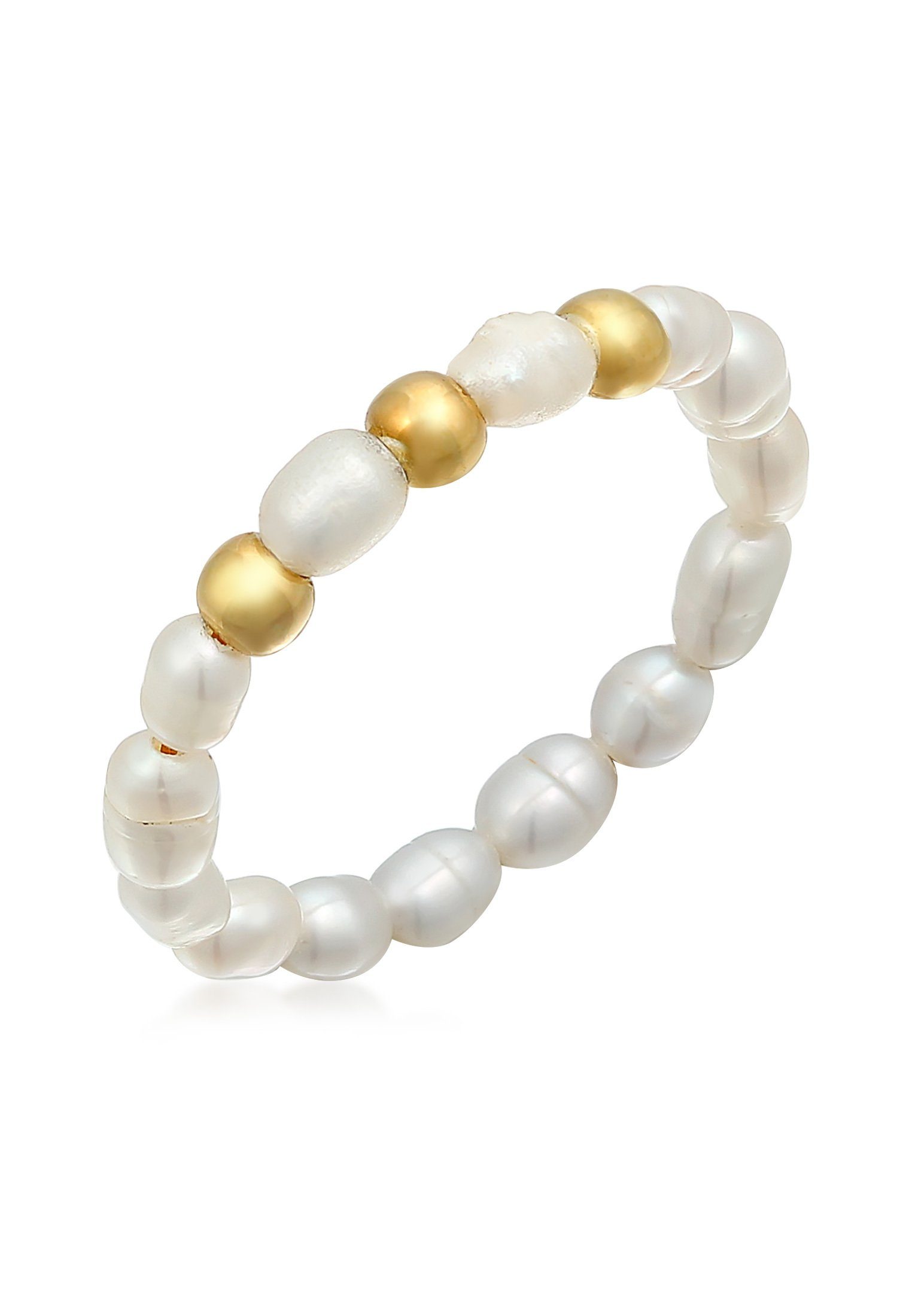 Perlenring Süßwasserperlen Beads 925 Silber vergoldet