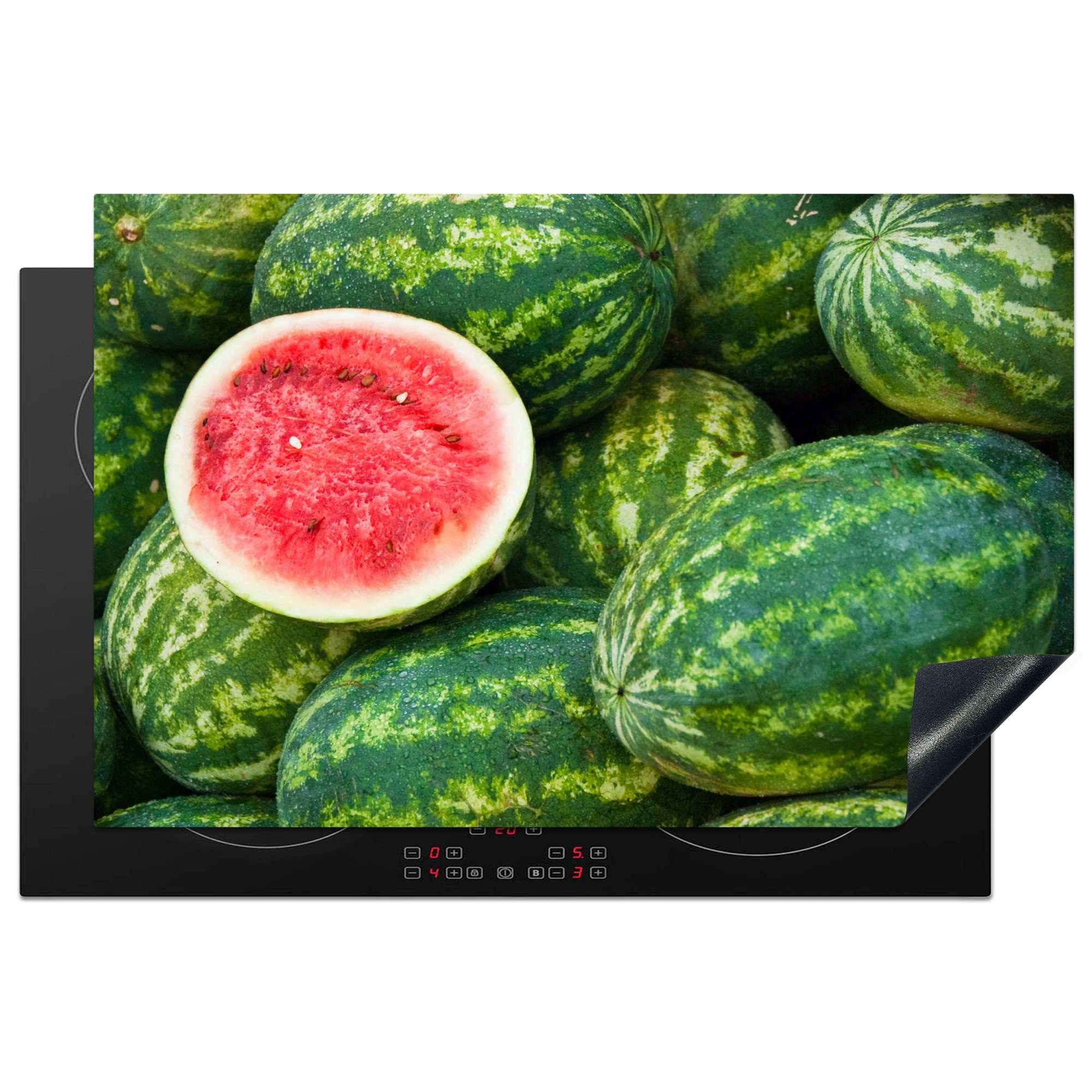 MuchoWow Herdblende-/Abdeckplatte Obst - Wassermelone - Rosa, Vinyl, (1 tlg), 81x52 cm, Induktionskochfeld Schutz für die küche, Ceranfeldabdeckung