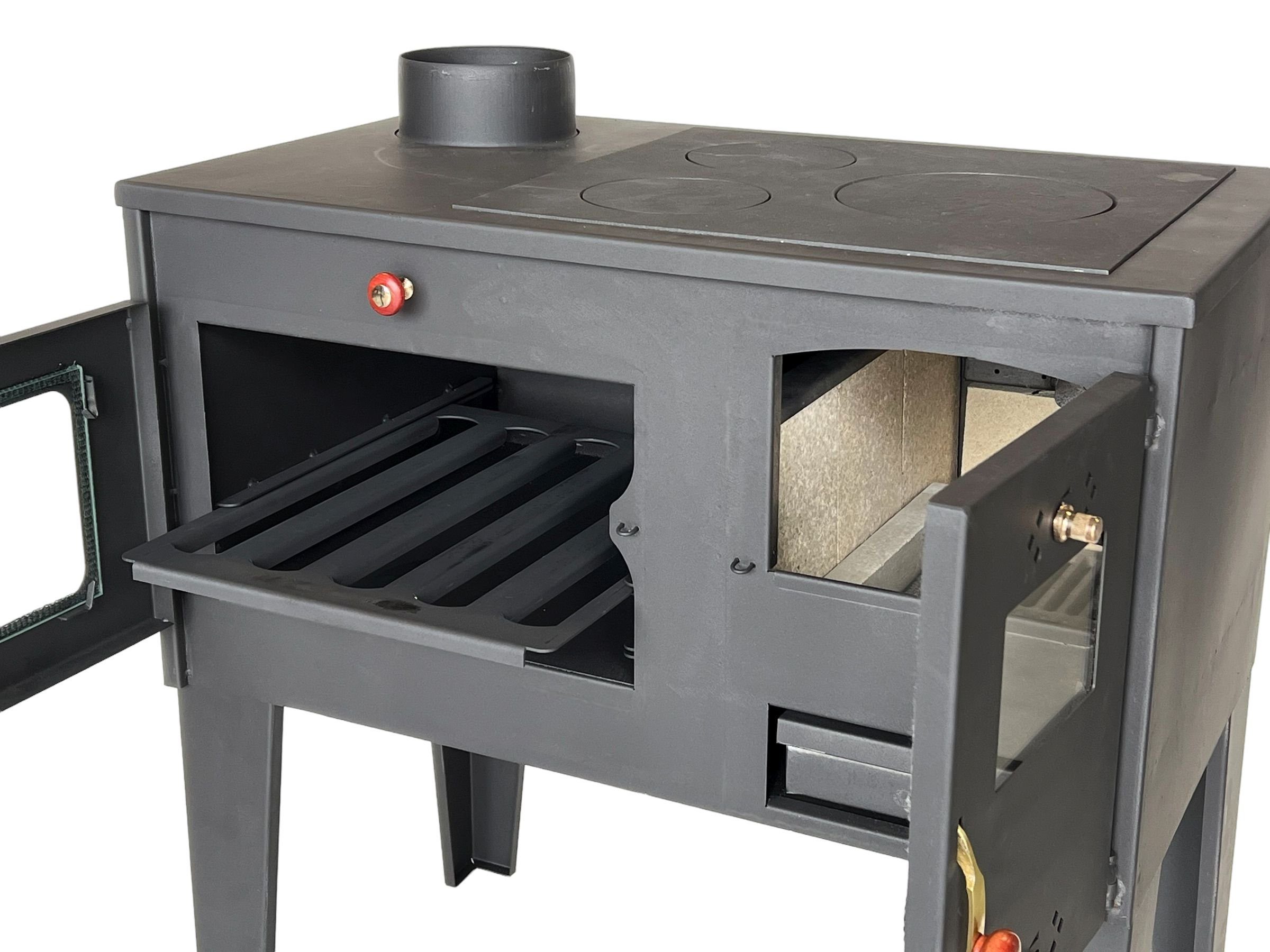 Kupro Email Ltd Kaminofen 6,00 Mehrfachbelegung Alegra Ofen, Holzofen und mit Backfach kW Herdplatte