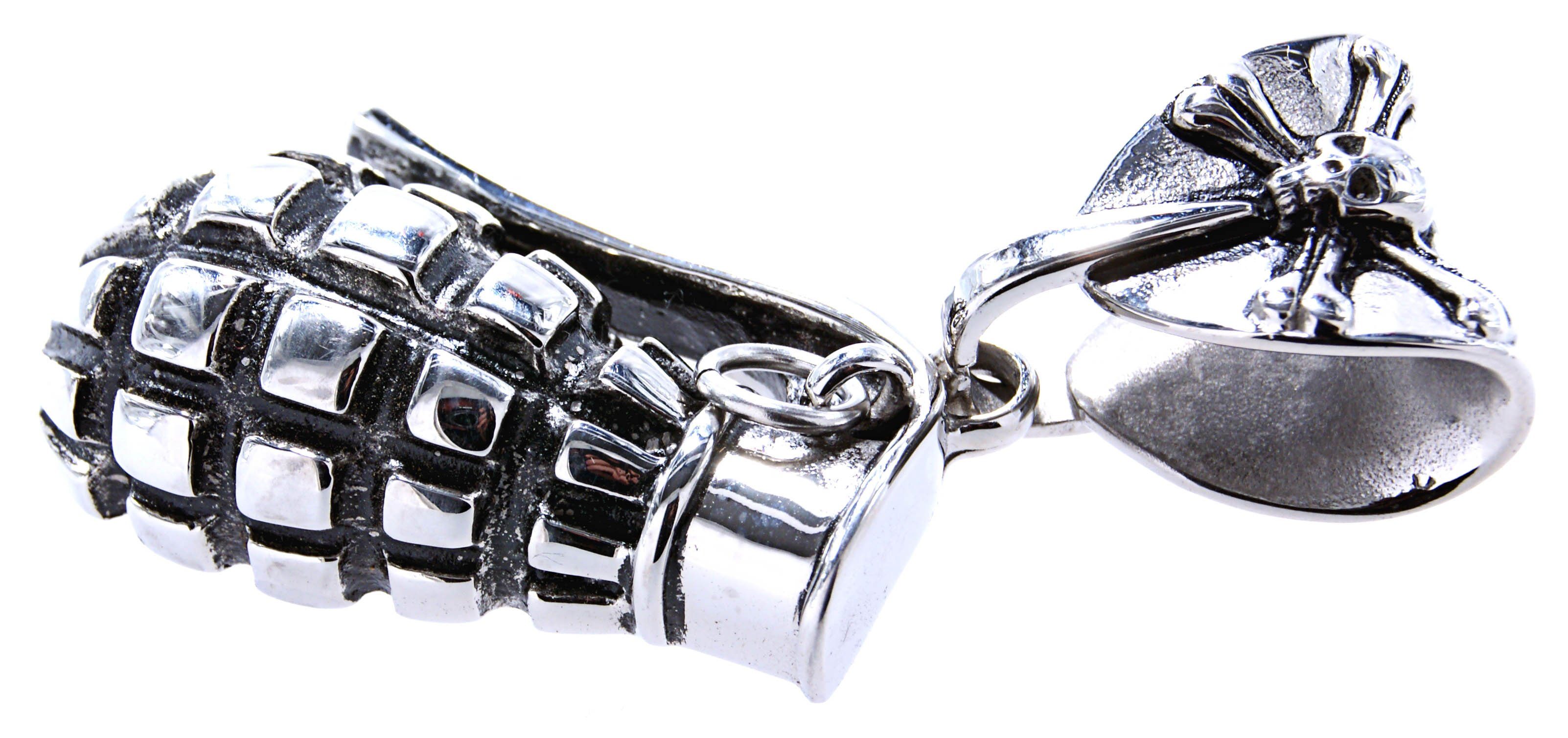 Kettenanhänger Leather Granate of Anhänger XL massiv Edelstahl Handgranaten Handgranate Hand Kiss