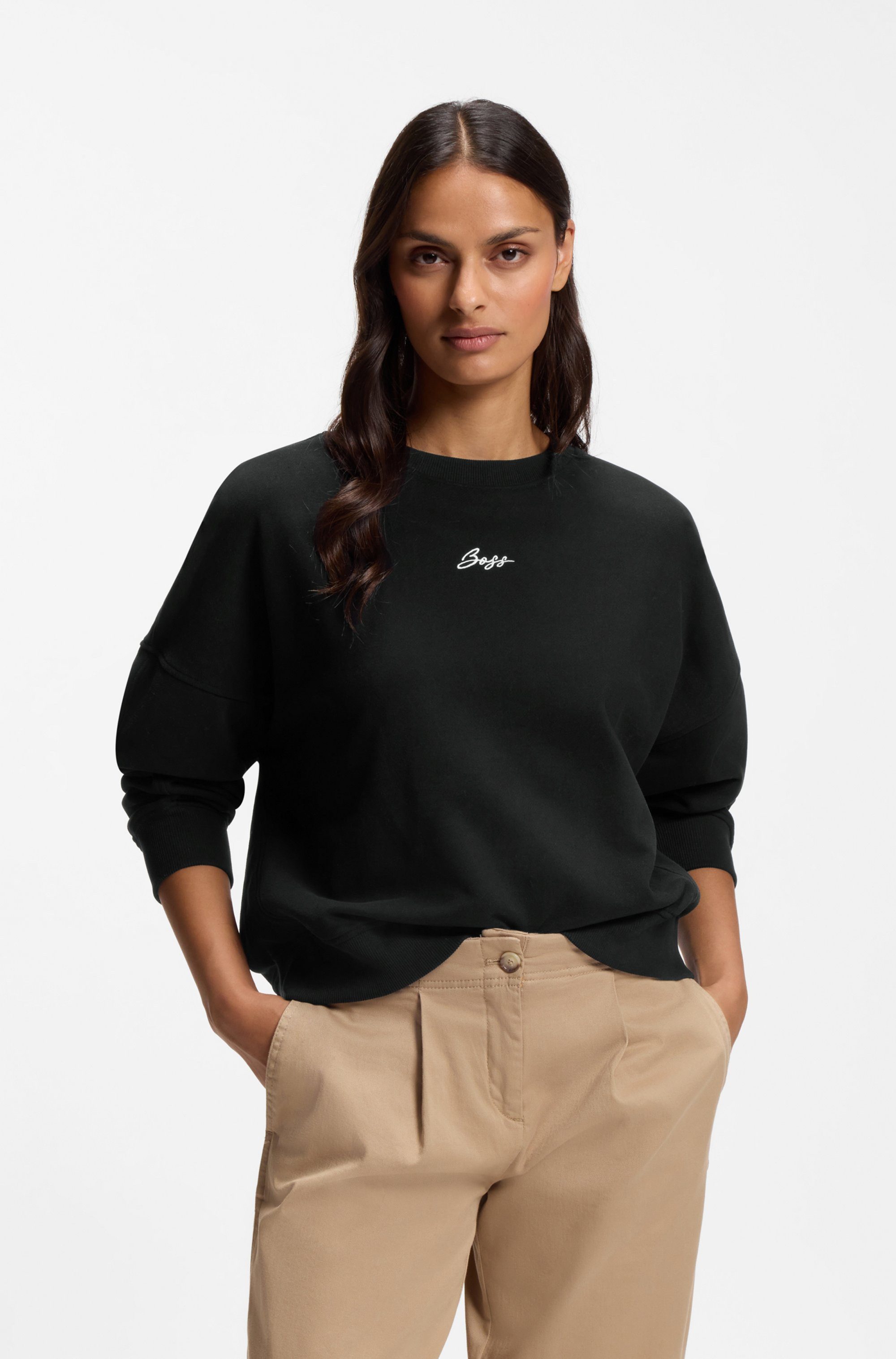 BOSS ORANGE Sweater Ever Premium Damenmode mit Logostickerei, aus Baumwolle