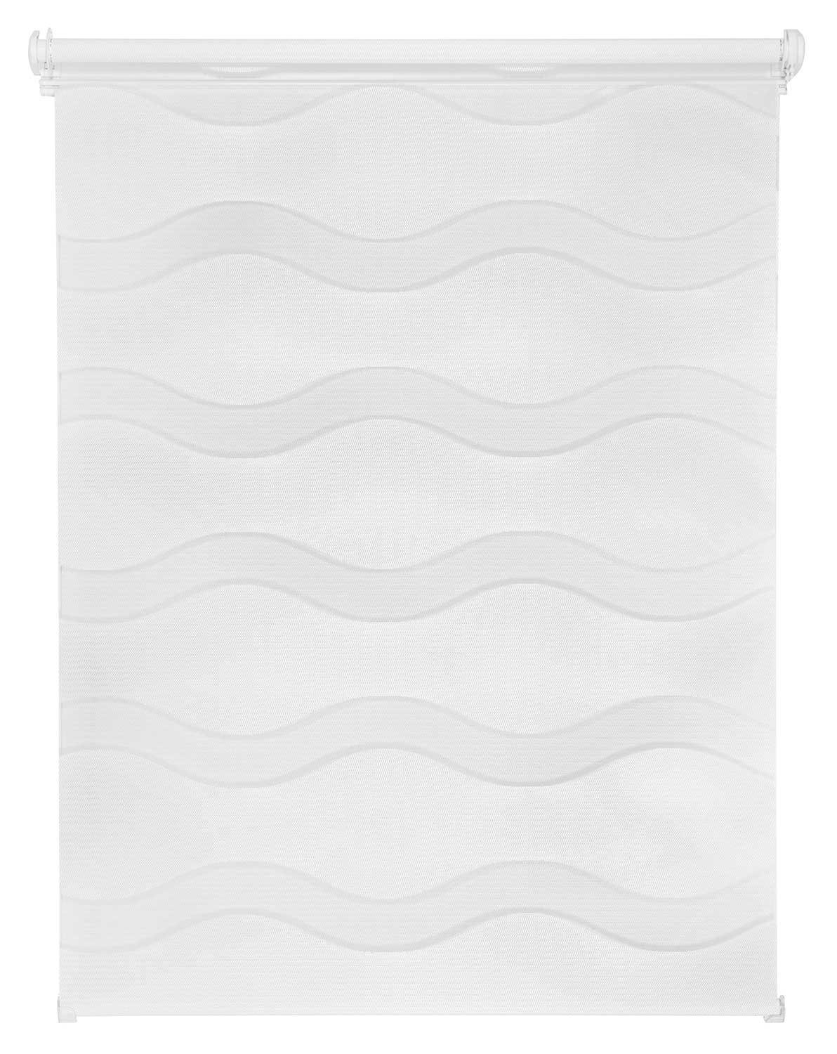 Rollo WAVE, Doppelrollo, Weiß, B 120 x H 160 cm, mydeco, halbtransparent, ohne Bohren, Klemmfix | Rollos