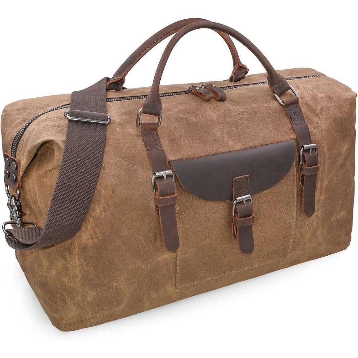 LuxusKollektion Reisetasche Herren Vintage Leder Canvas Weekender Reisetasche große Kapazität