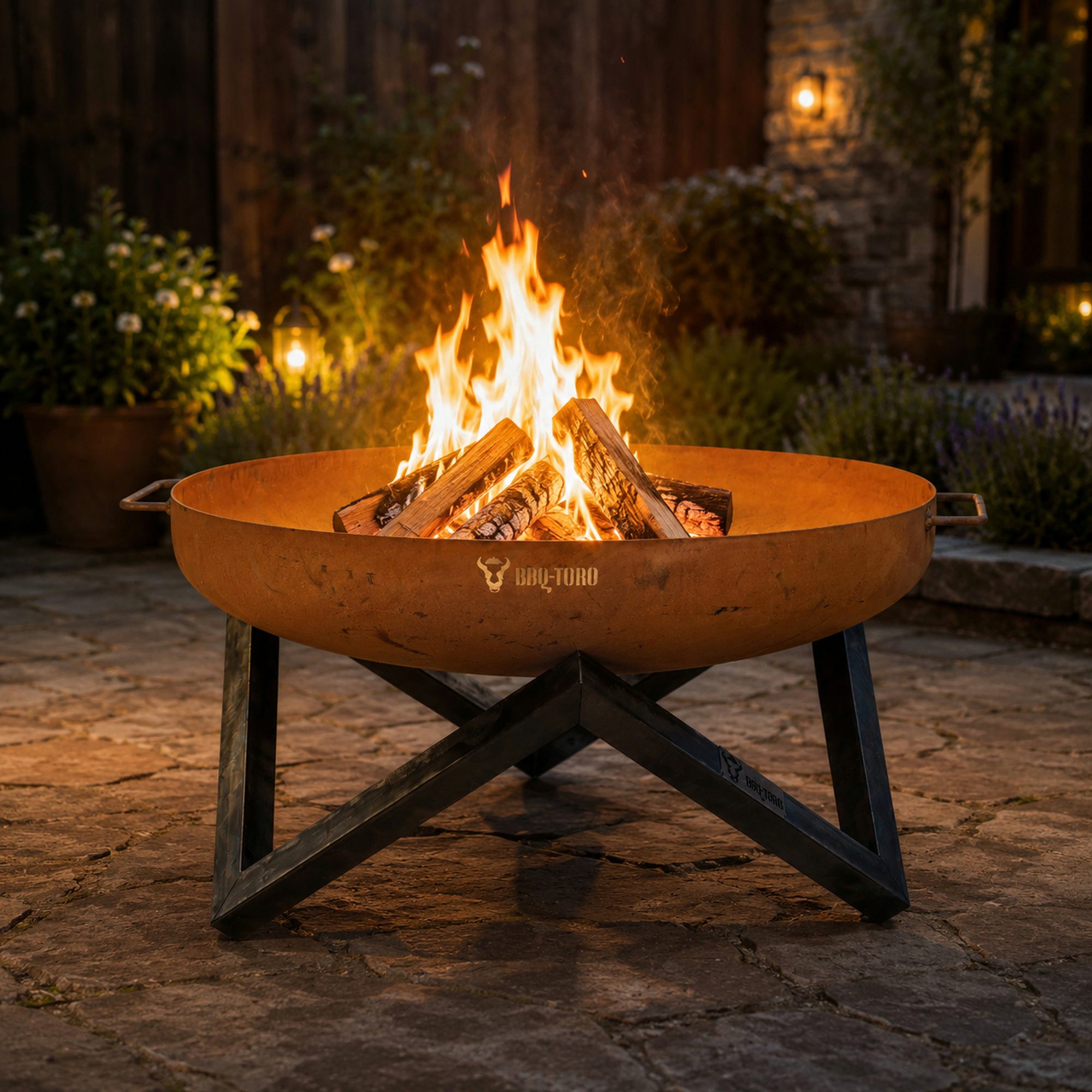 BBQ-Toro Feuerschale Karbonstahl Feuerschalen Gestell für Ø 70 cm Feuerschalen, V-