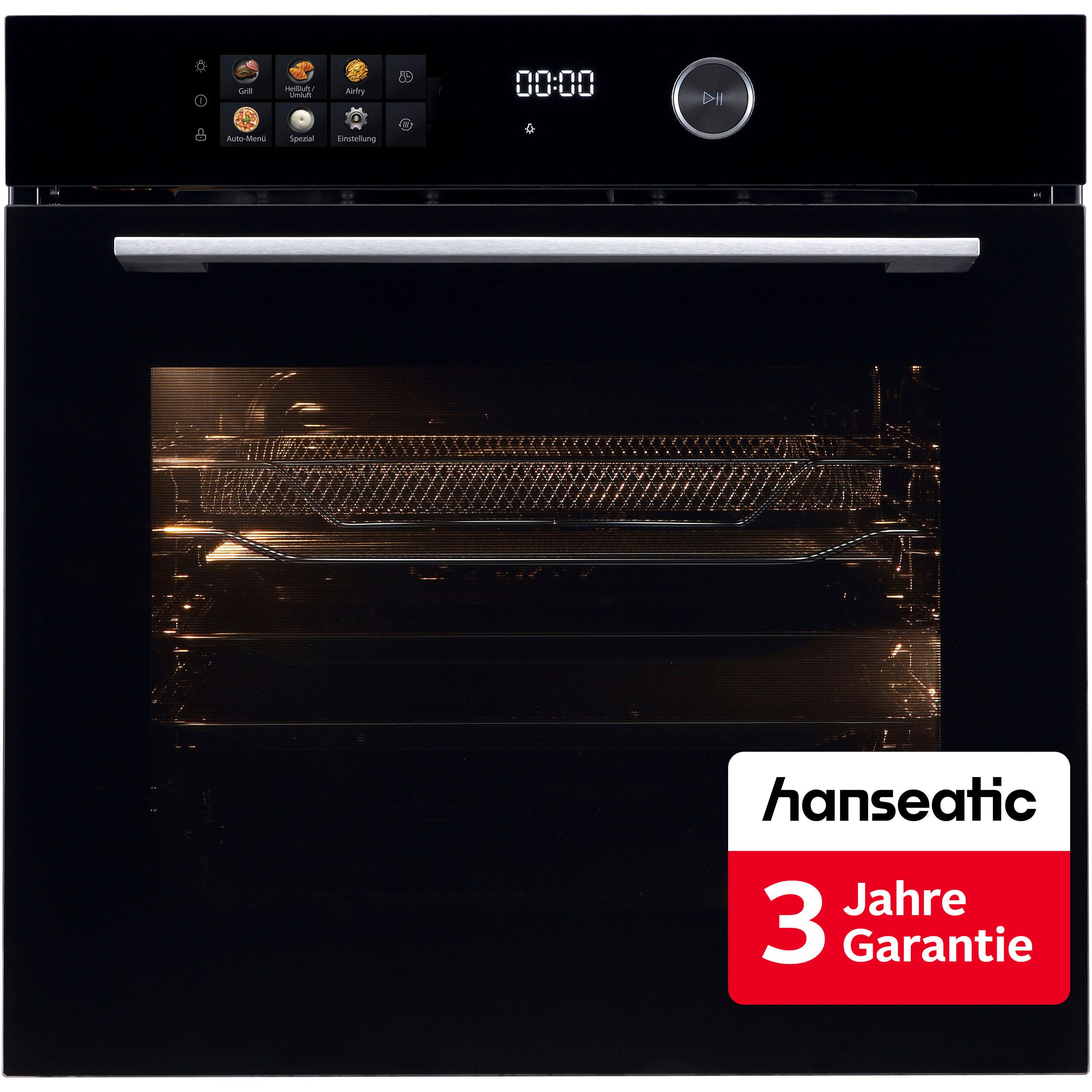 Hanseatic Backofen HBO7214FA2, mit 1-fach-Teleskopauszug, Aqua-Reinigungsfunktion, inkl. 3 Jahre Herstellergarantie