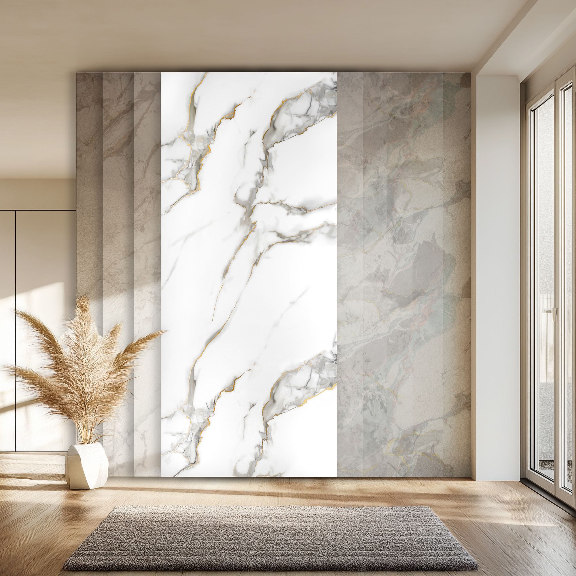 Hexim Wandpaneel, BxL: 122x280 cm, (Marmorplatten Optik 1 Stück 280x122 cm SPC Kunststoff Innen & Außenbereich Granit Steinoptik - Duschrückwand Küchenrückwand Spritzschutz Badverkleidung (3,42 m² 8038B) A-Serie)