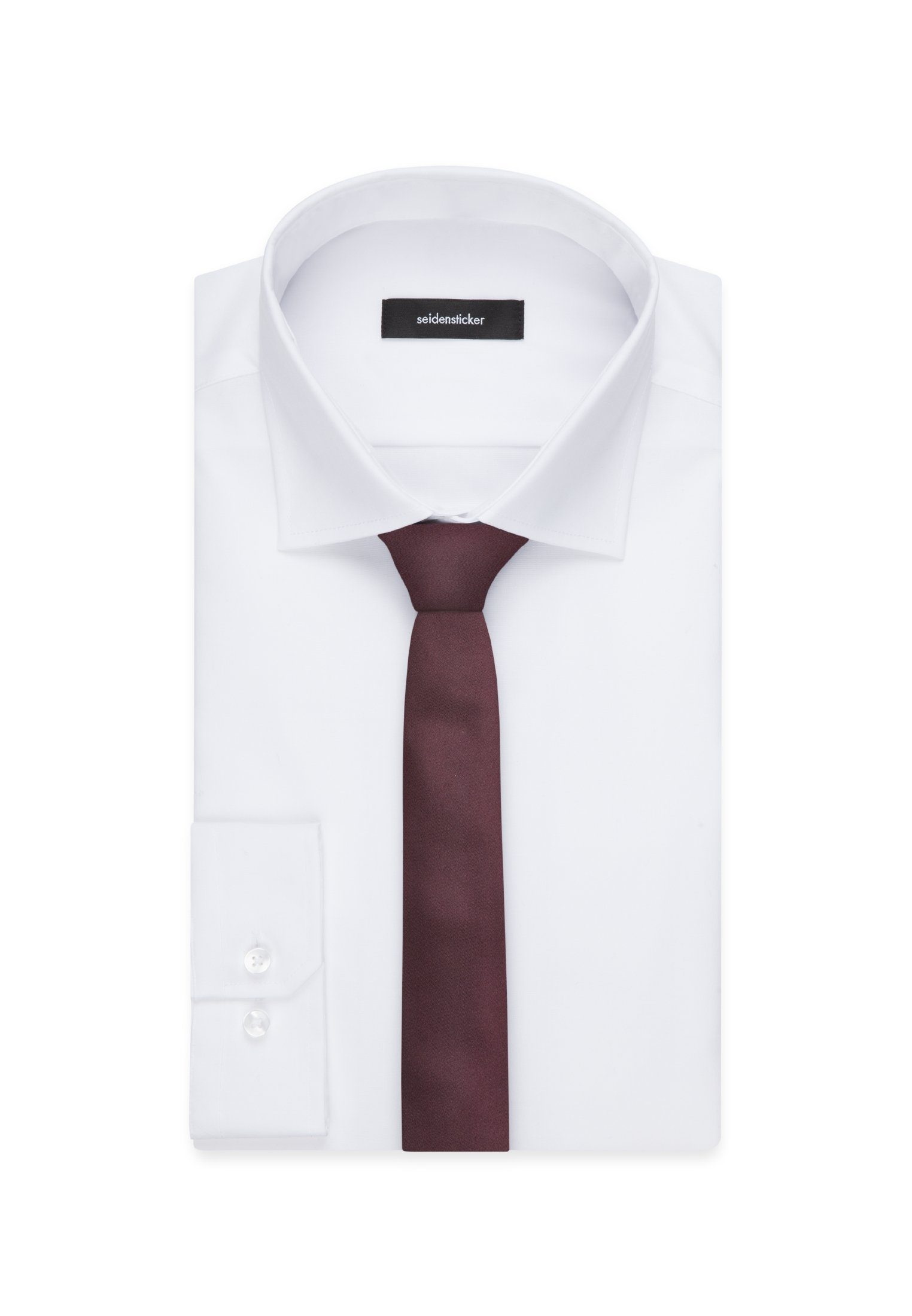 Uni (5cm) Schmal Krawatte seidensticker Slim Rot