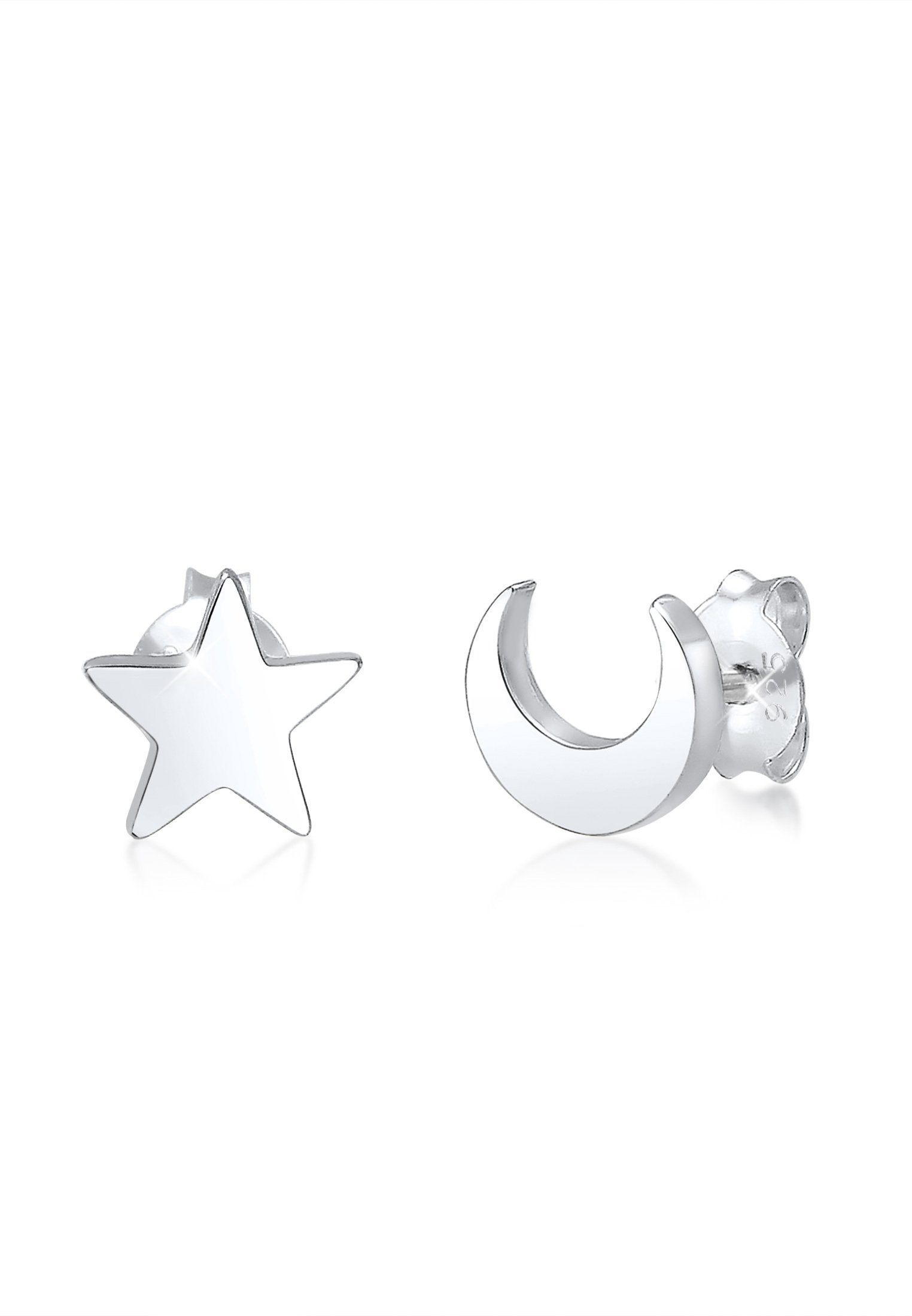 Elli Paar Ohrstecker Ohrstecker Stern Halbmond 925 Sterling Silber, Astro