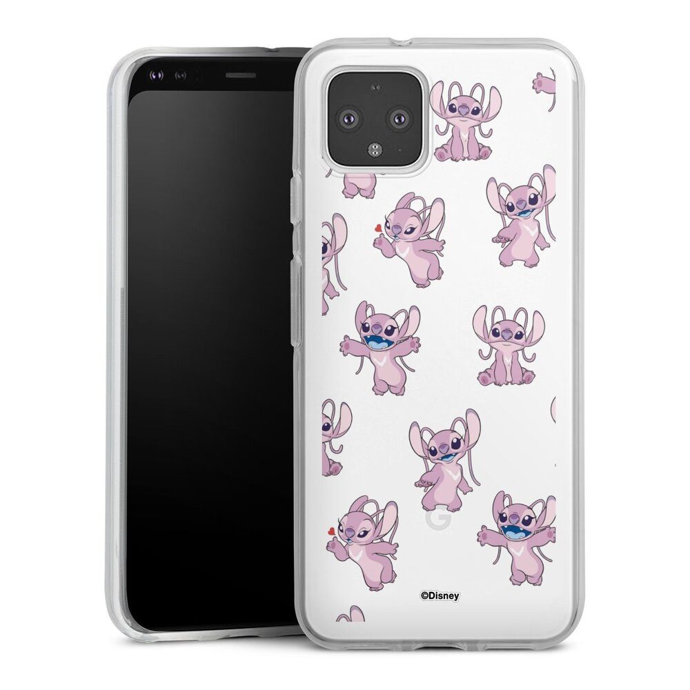 DeinDesign Handyhülle Lilo & Stitch Engel Disney Angel Faces Pattern Transparent, Google Pixel 4 Silikon Hülle Bumper Case Handy Schutzhülle