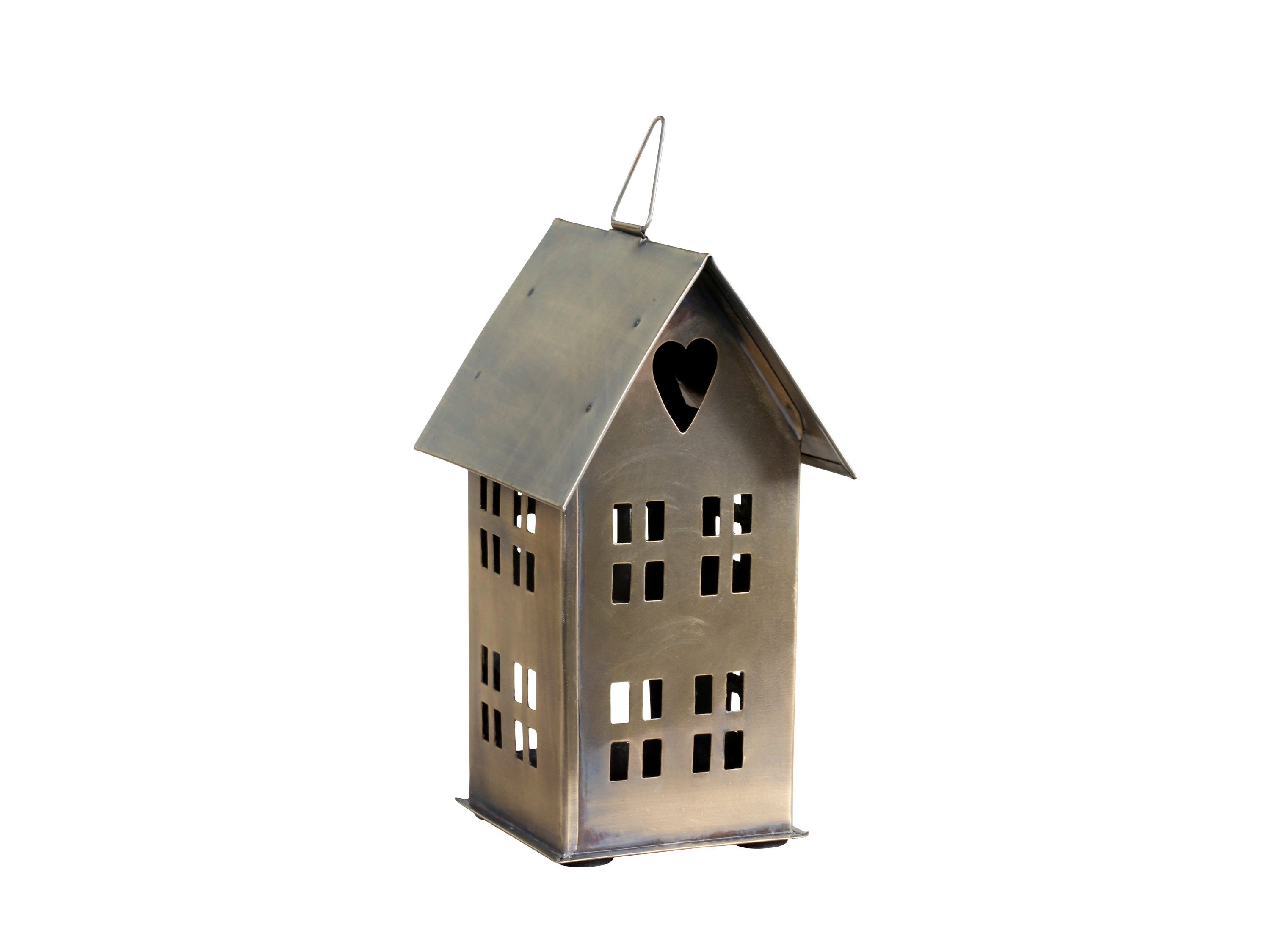 Chic Antique Kerzenlaterne Lichthaus Metall Kerzenhalter Dekohaus mit Patina in Creme/Messing, individuell einsetzbar