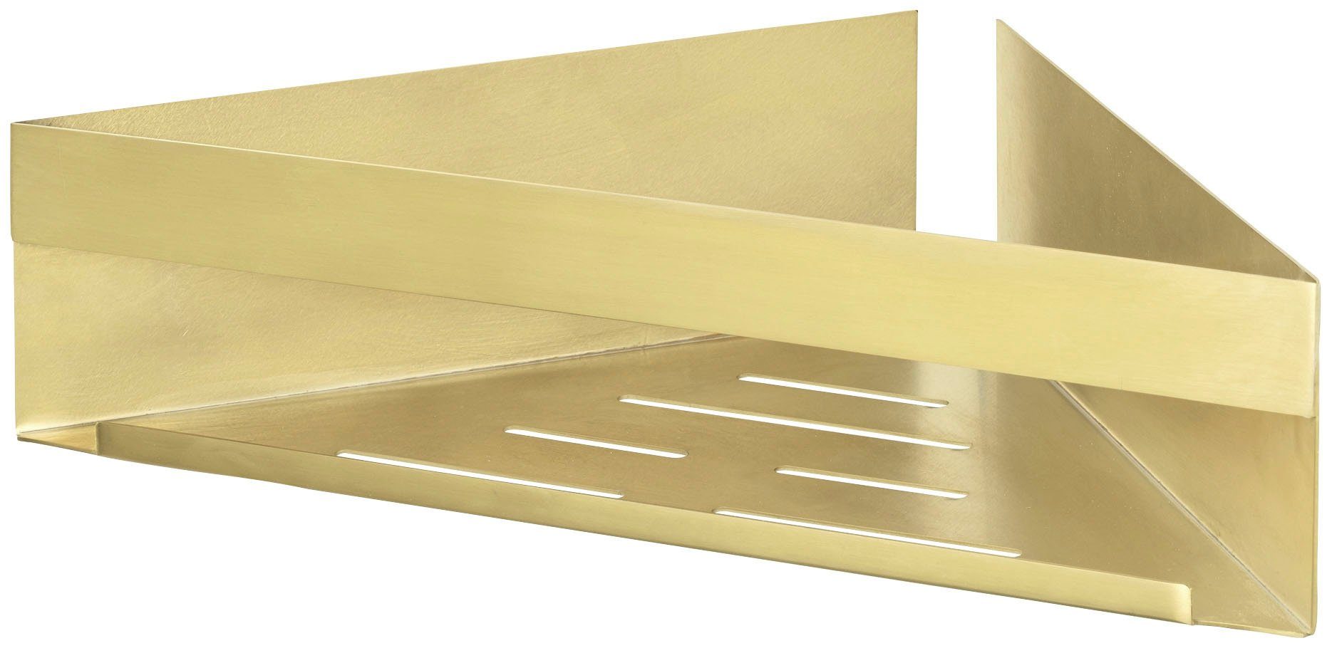 WENKO Badorganizer Turbo-Loc® Eckablage Genova, Wandregal aus hochwertigem Edelstahl, Befestigen ohne Bohren