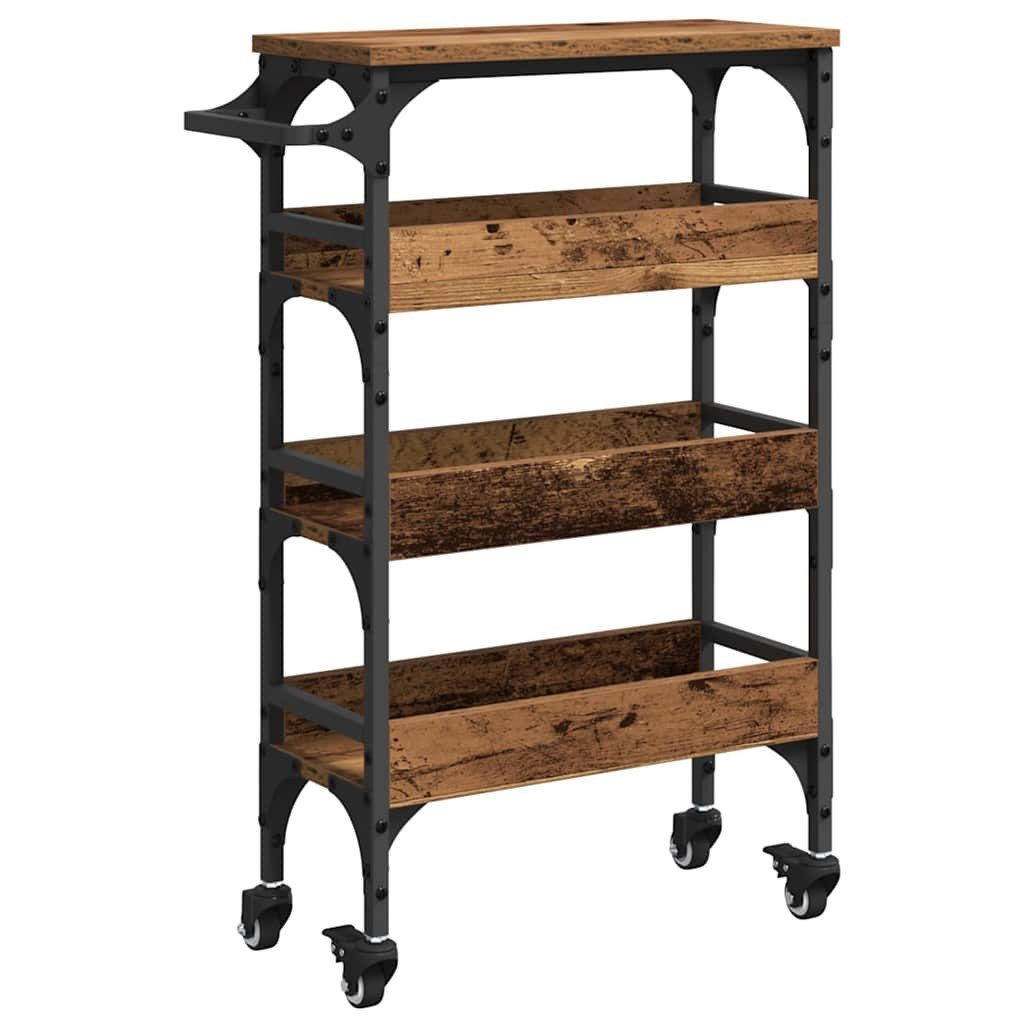 vidaXL Küchenwagen 53 x 20 x 76 cm Küchenwagen Küchentrolley Altholz 53x20x76 cm Spanplat