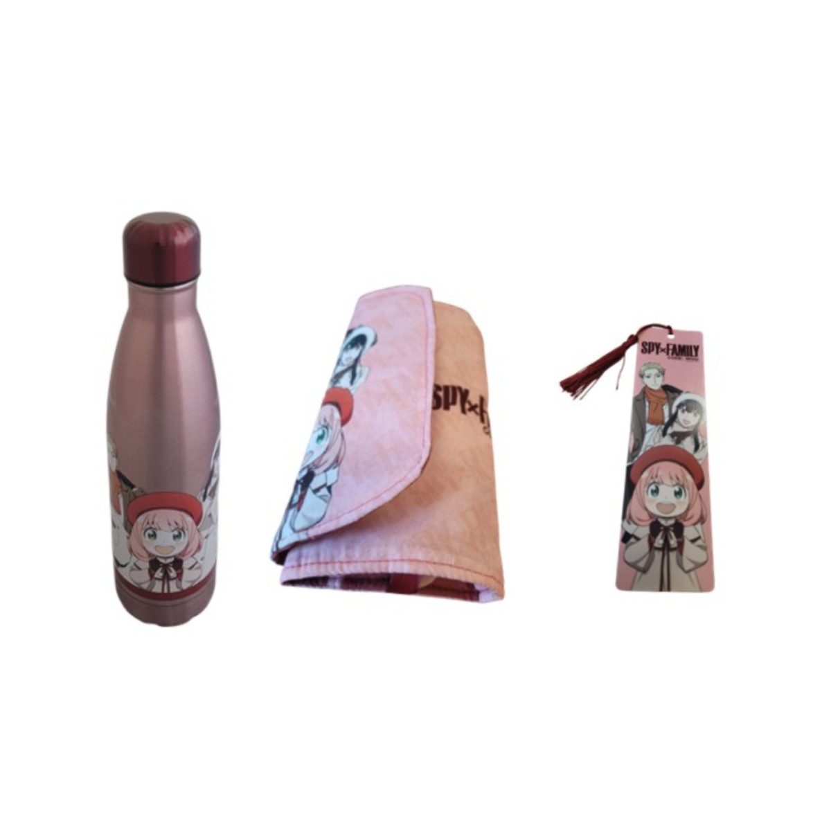 Spy x Family Thermoflasche Geschenkset Trinkflasche mit Manga Schutzhülle und Lesezeichen