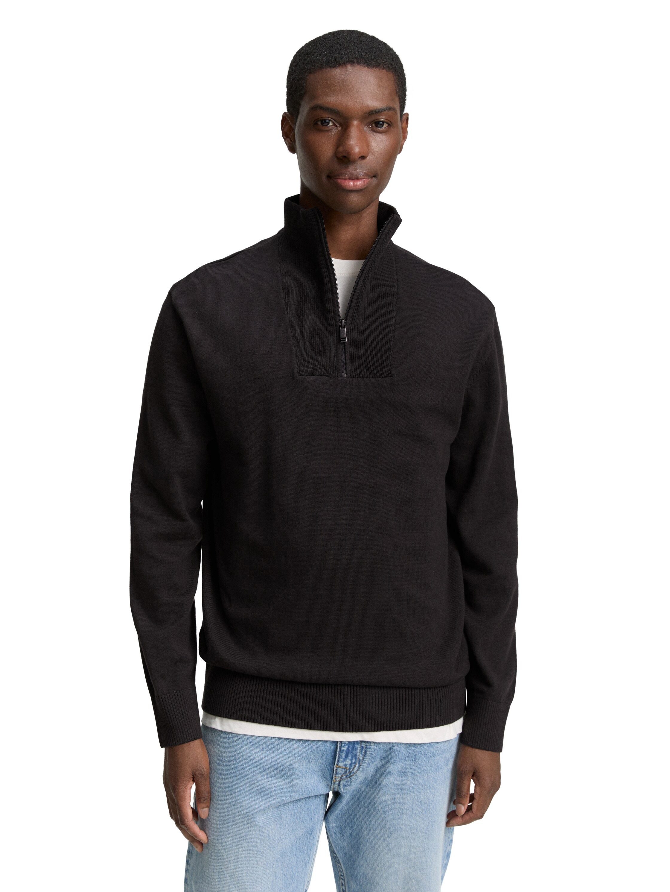 TOM TAILOR Denim Troyer mit Rippbündchen günstig online kaufen