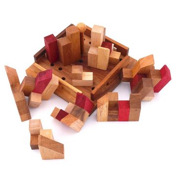 ROMBOL Denkspiele Spiel, Knobelspiel Stadtpuzzle - variantenreiches Denkspiel für Knobel-Fans aus Holz, Holzspiel