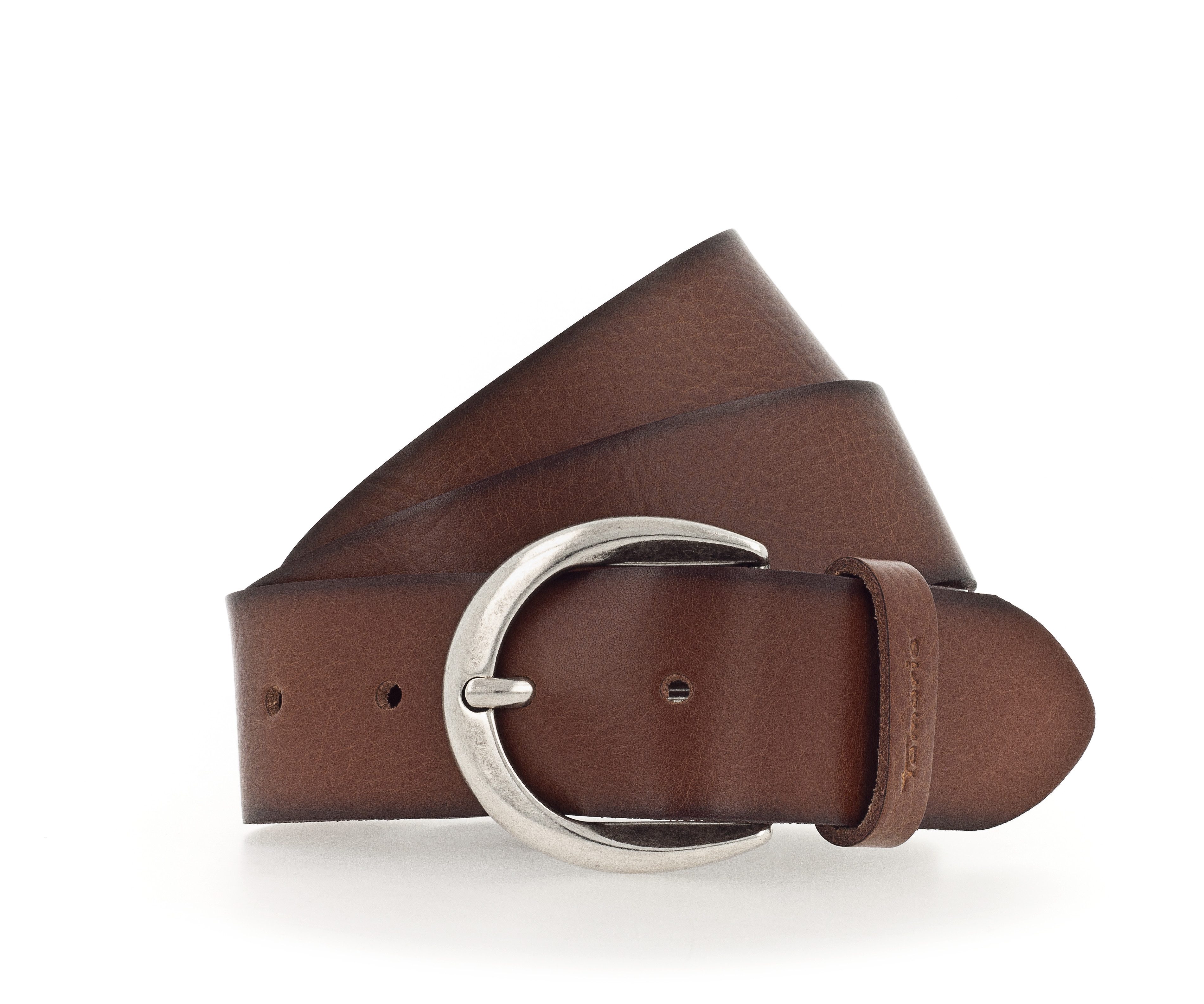 Tamaris Ledergürtel Charlotte Silver mit halbrunder Dornschließe in poliertem Silber, 4 cm breit