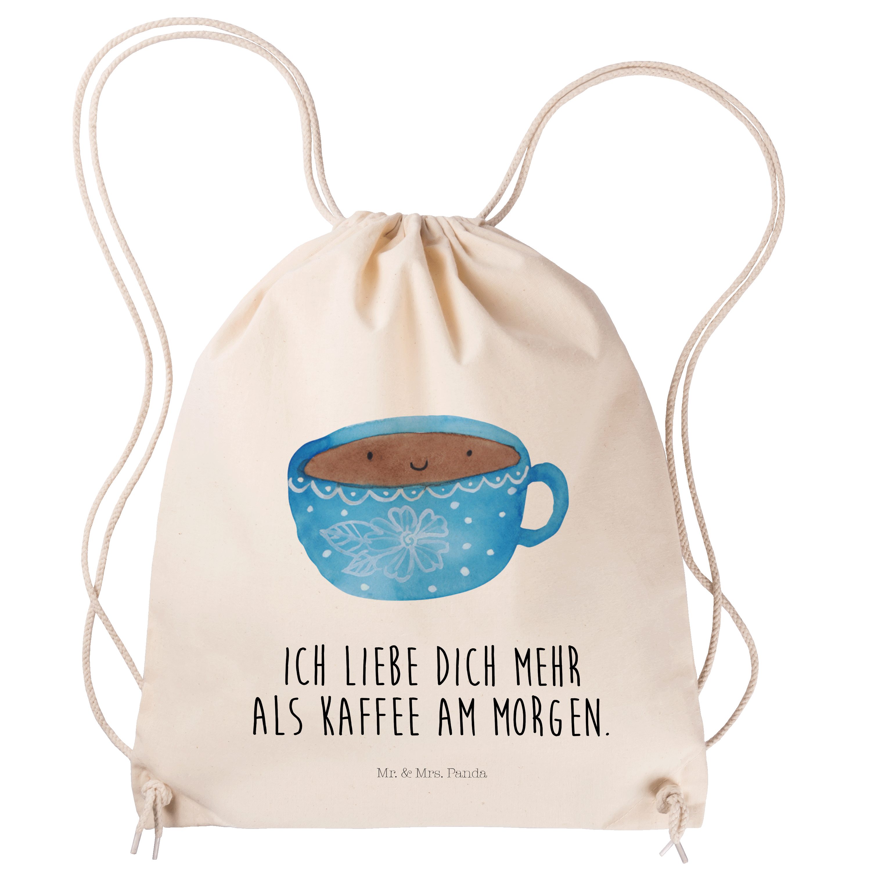 Mr. & Mrs. Panda Sporttasche Kaffee Tasse - Transparent - Geschenk, Gute Laune, Beutel, Sportbeute (1-tlg)