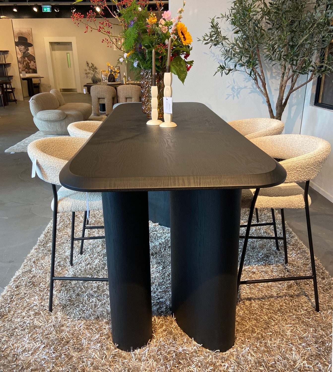 Maison ESTO Bartisch LUDGER Stehtsch Hochtisch schwarz oval Eiche, Höhe 94 cm - Länge 220 cm