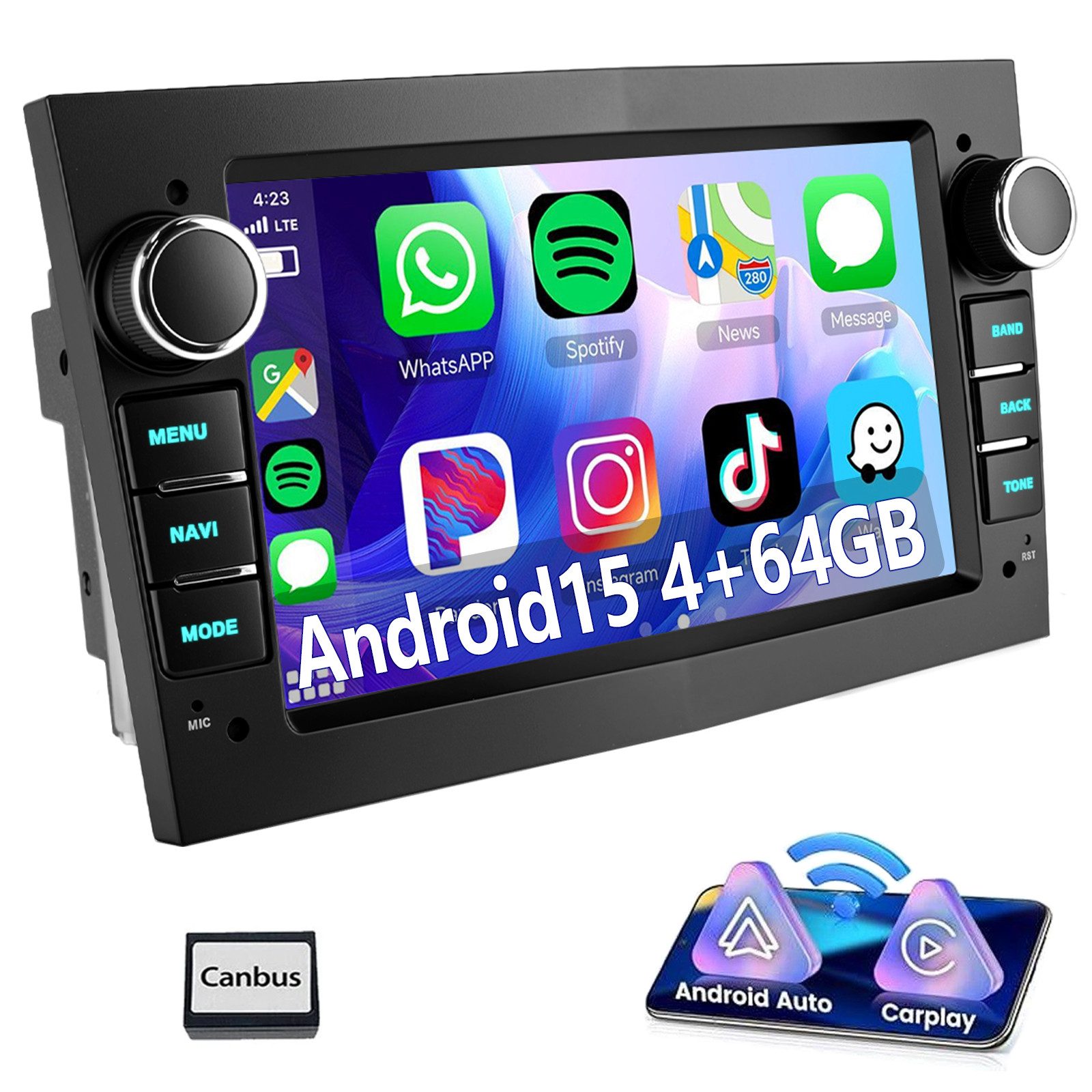 ESSGOO DAB+ Android 15 Für Opel Corsa C D Astra G H Meriva Zafira A B Vectra Autoradio (DAB+ (optional), DAB (optional), FM, RDS, 4+64GB(optional), 7" Carplay Android Auto DAB (optional),GPS Navi RDS 4+64GB WIFI)